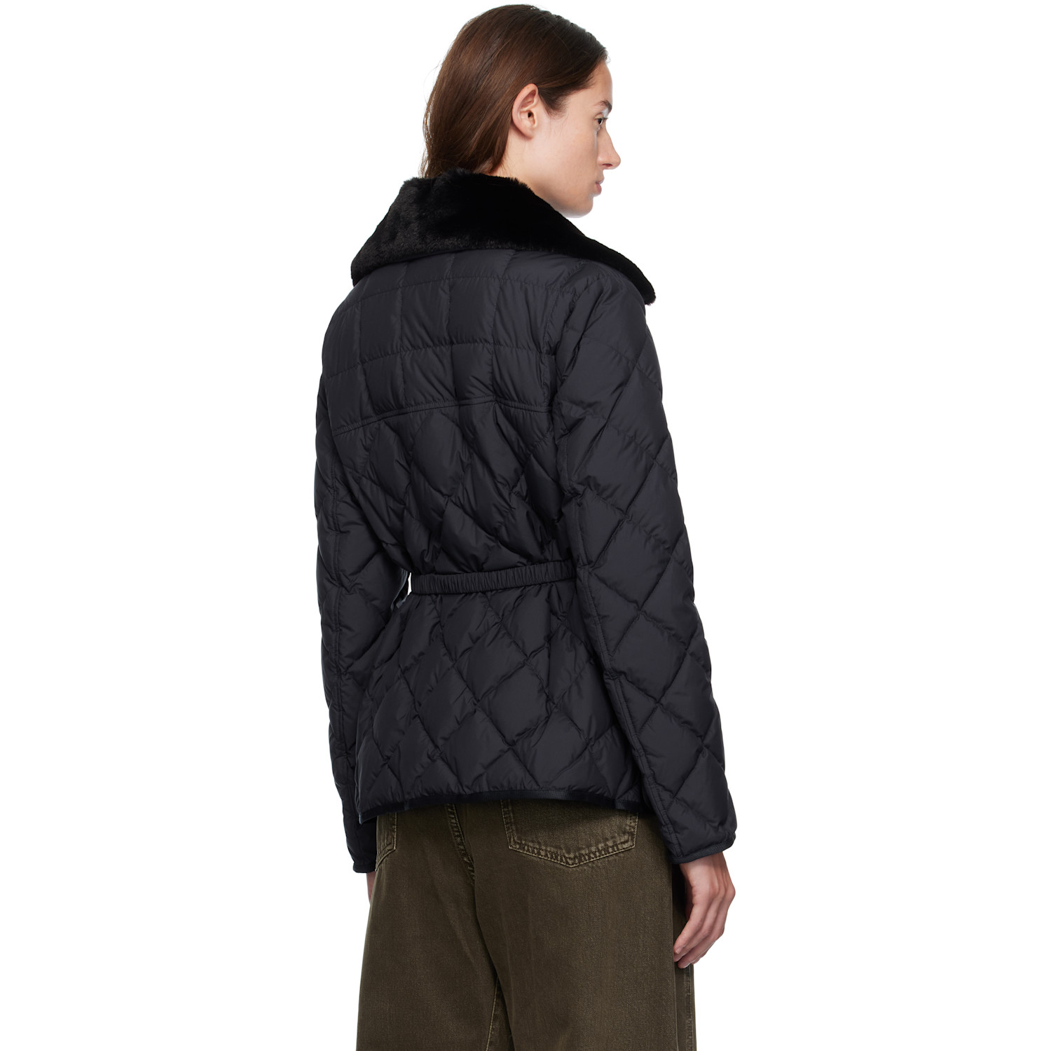  Moncler Navy Cygne Faux Fur-trimmed Short Down Jacket 