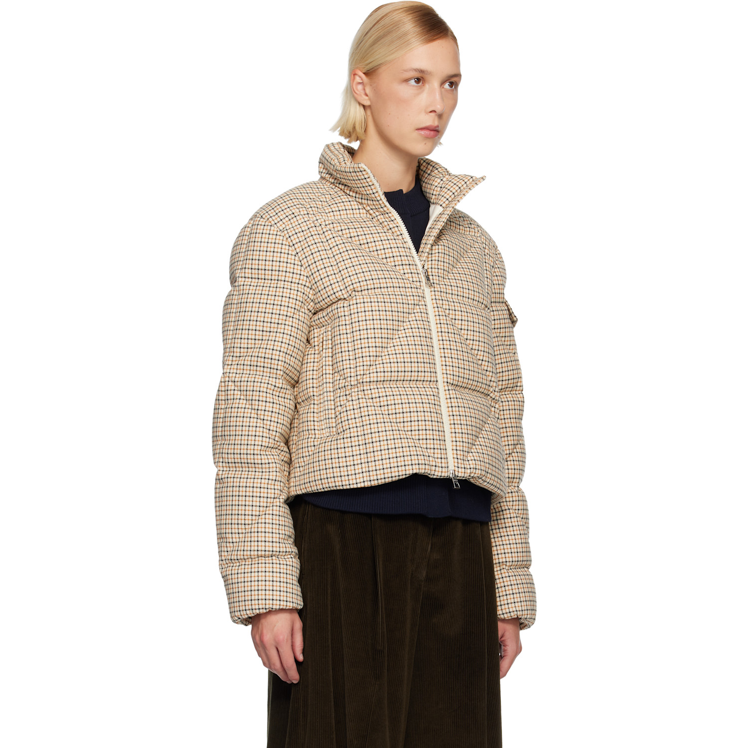  Moncler Off-white Keros Diamond-quilted Wool Blend Short Down Jacket 
