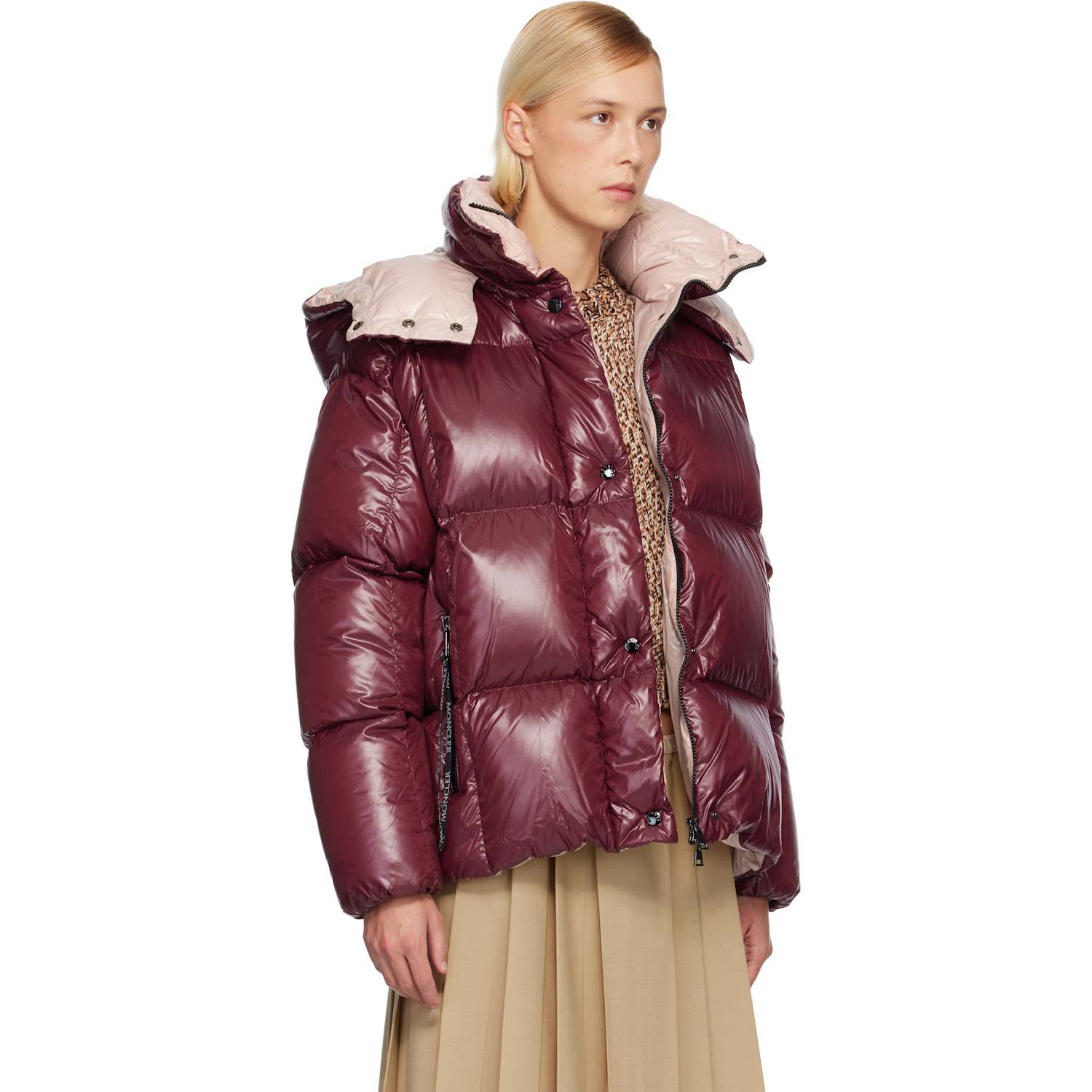  Moncler Pink Parana Hooded Short Down Jacket 