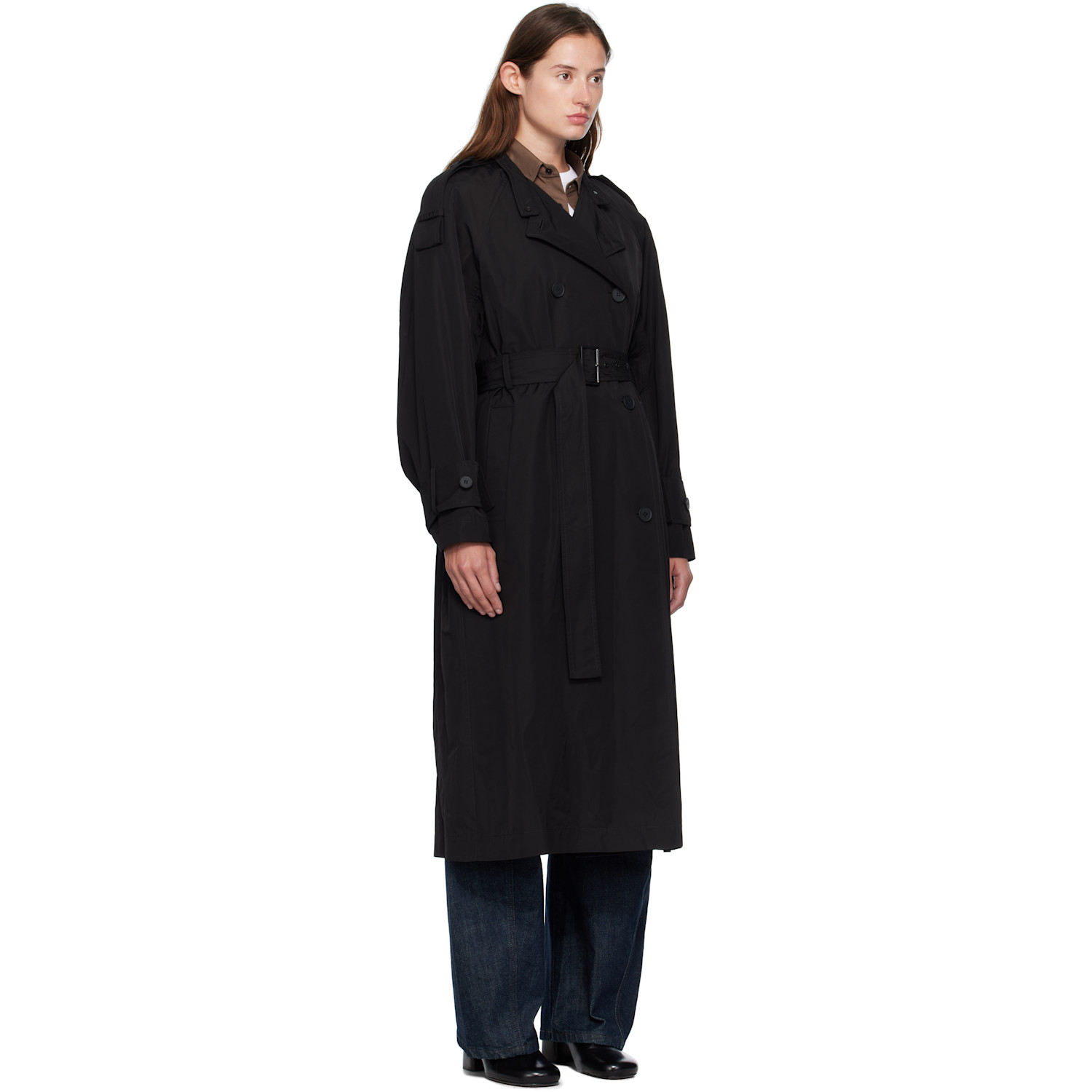  Moncler Black Matte Trevoux Trench Coat 