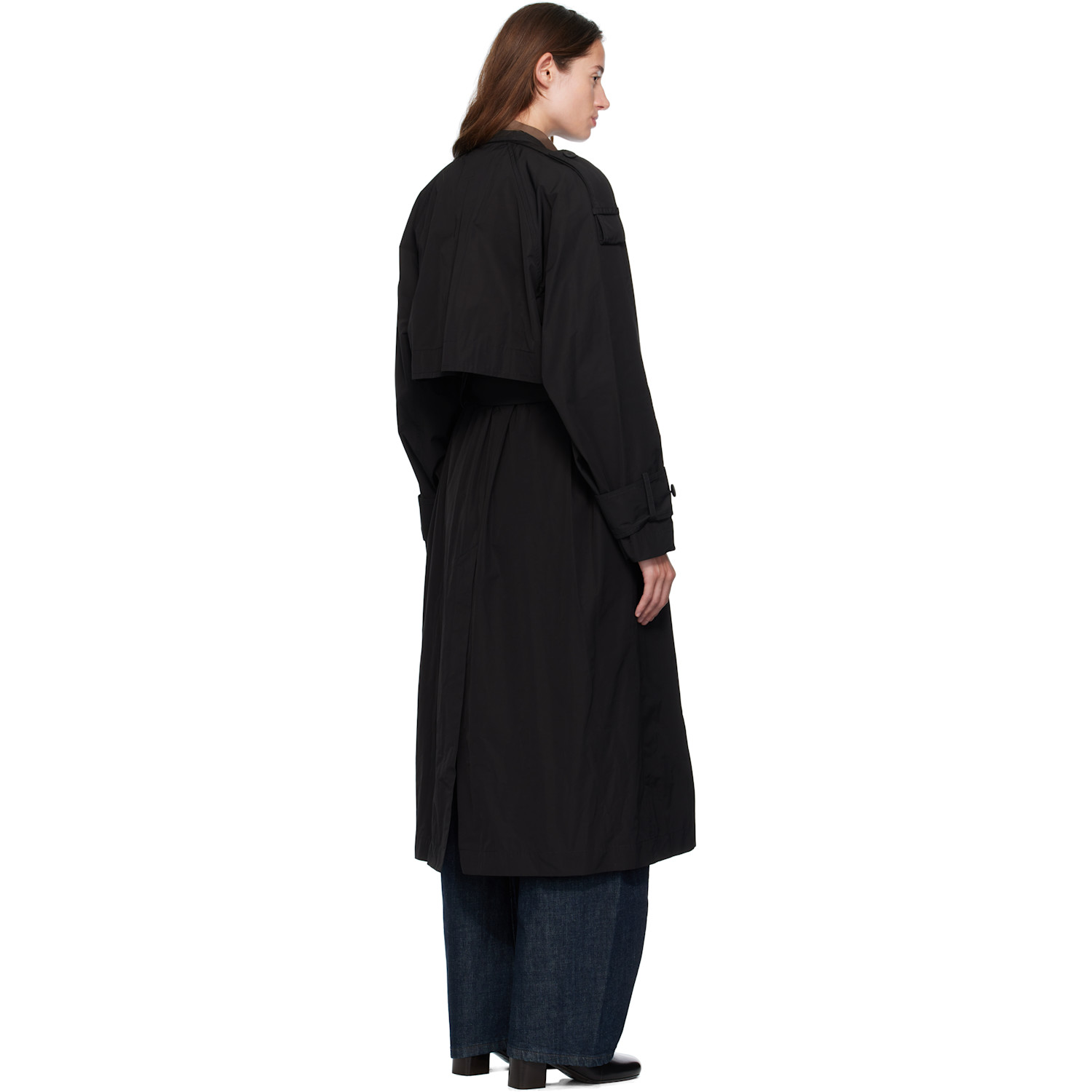  Moncler Black Matte Trevoux Trench Coat 
