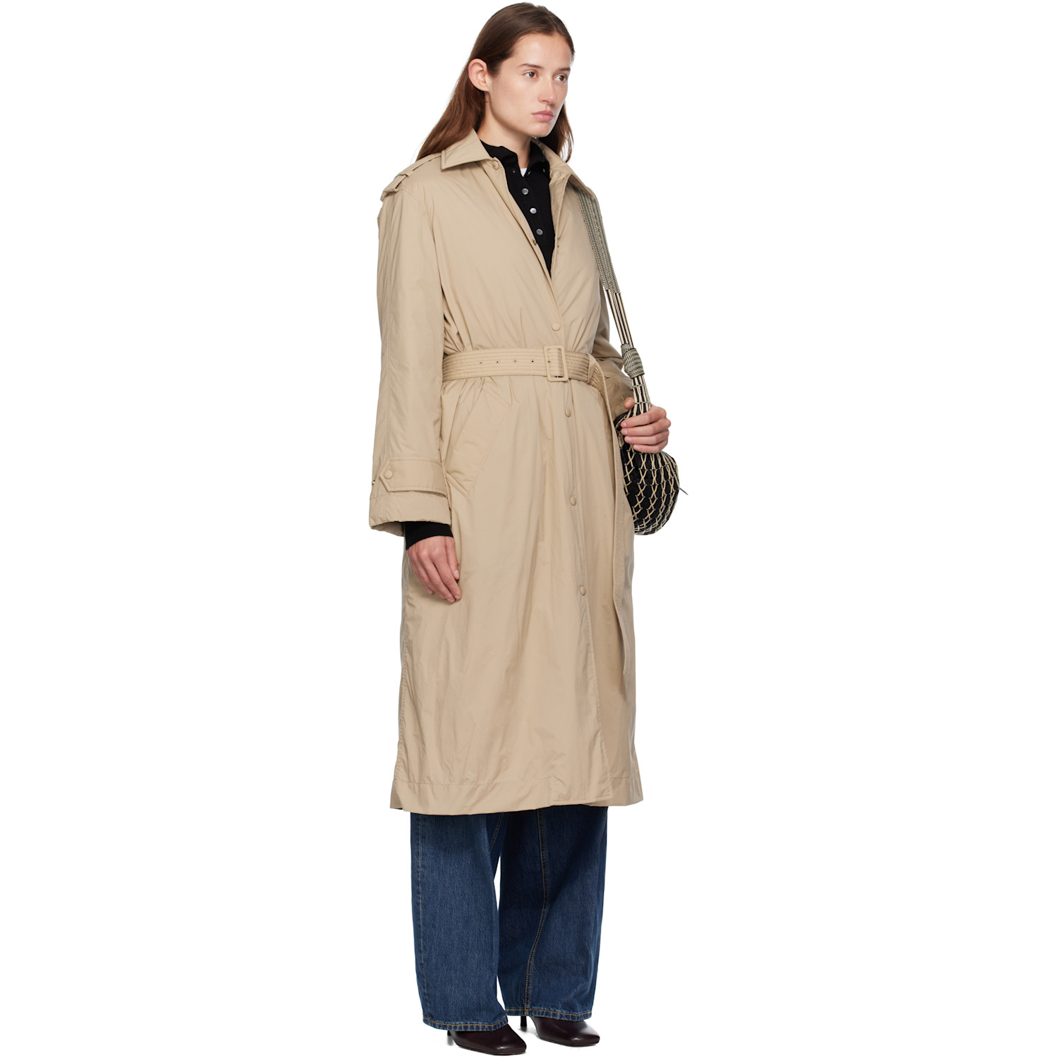  Moncler Beige Yevre Down Trench Coat 
