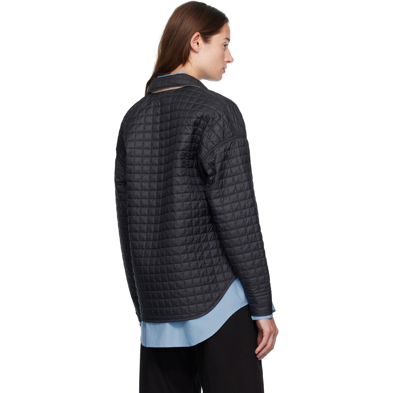  Moncler Black Quilted Shirt Jacket 
