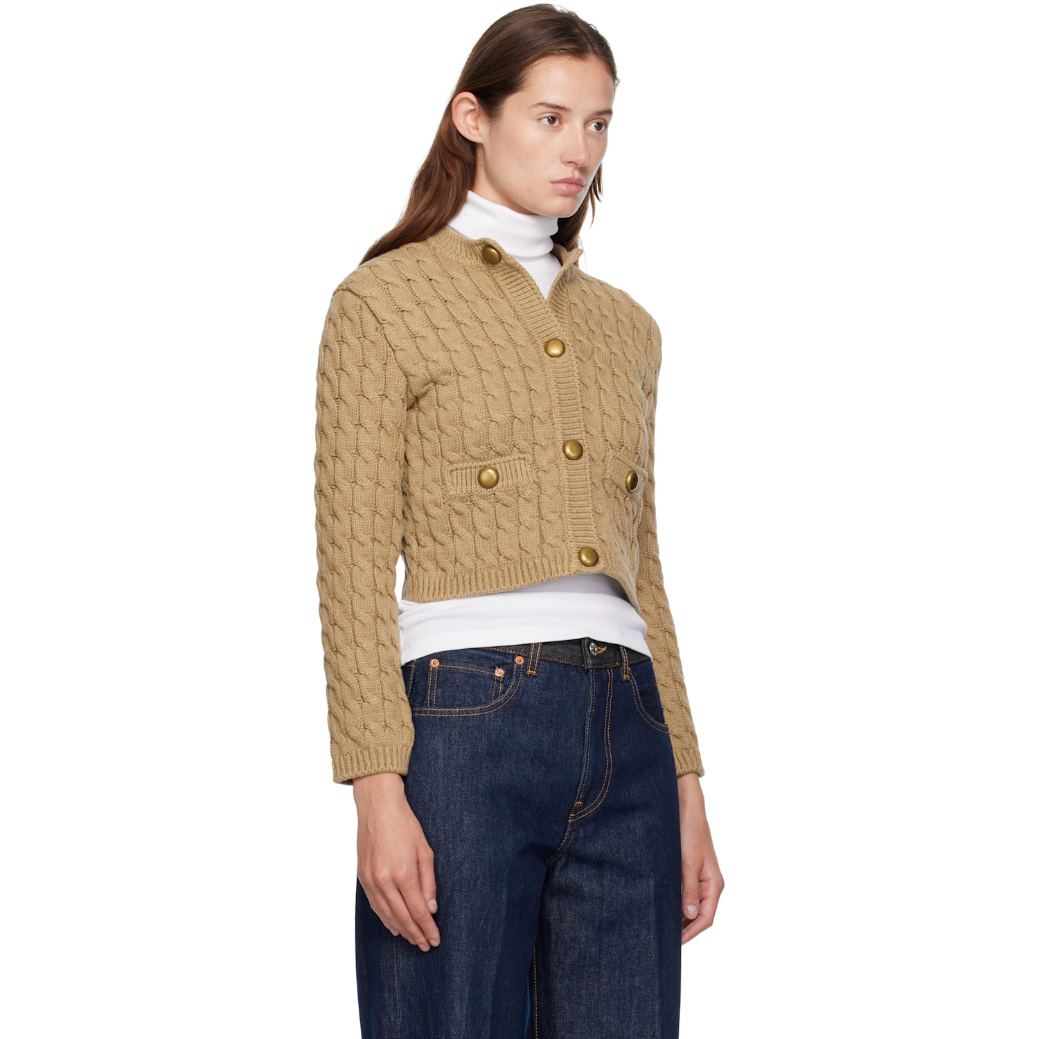  Moncler Beige Cotton Blend Cardigan 