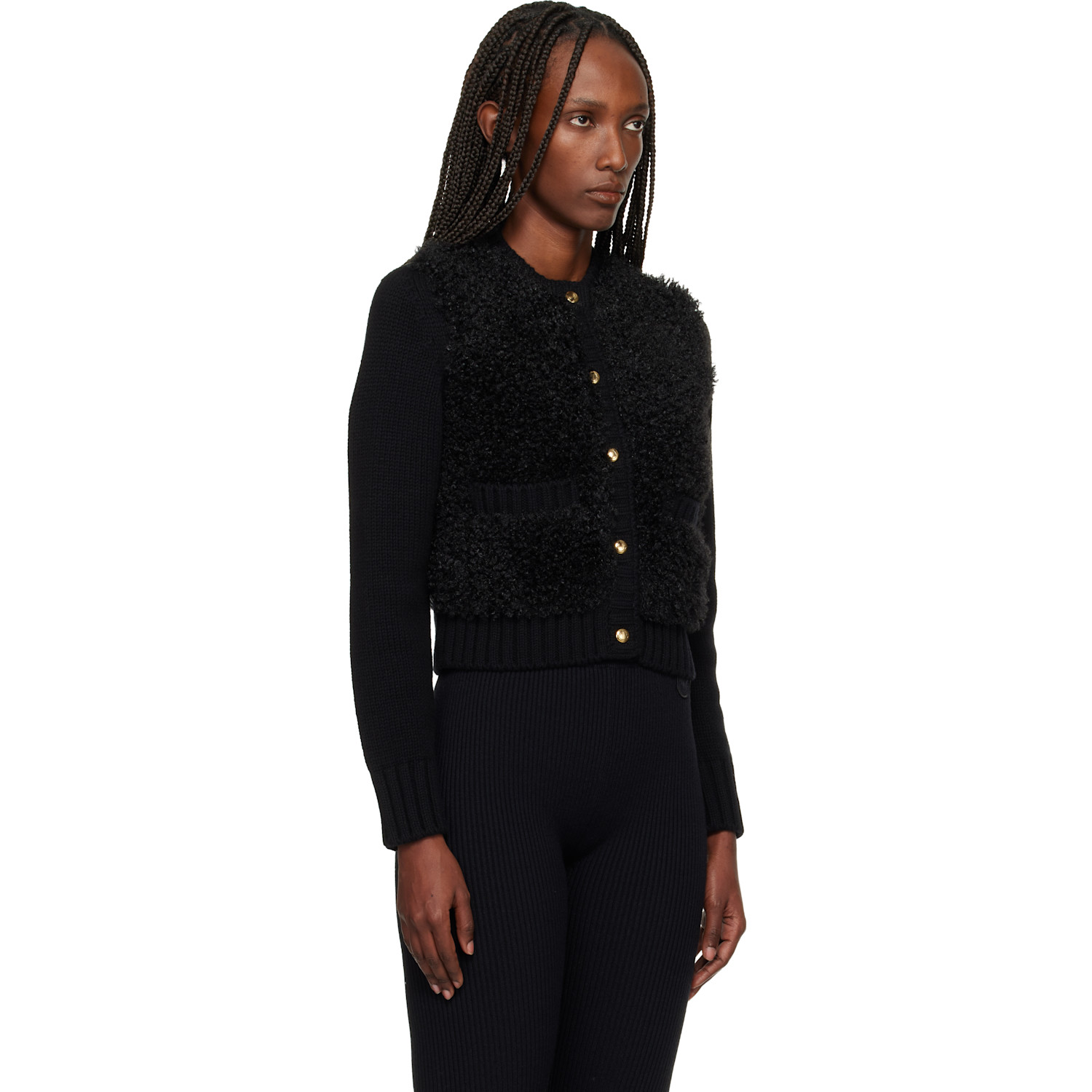  Moncler Black Paneled Down Cardigan 