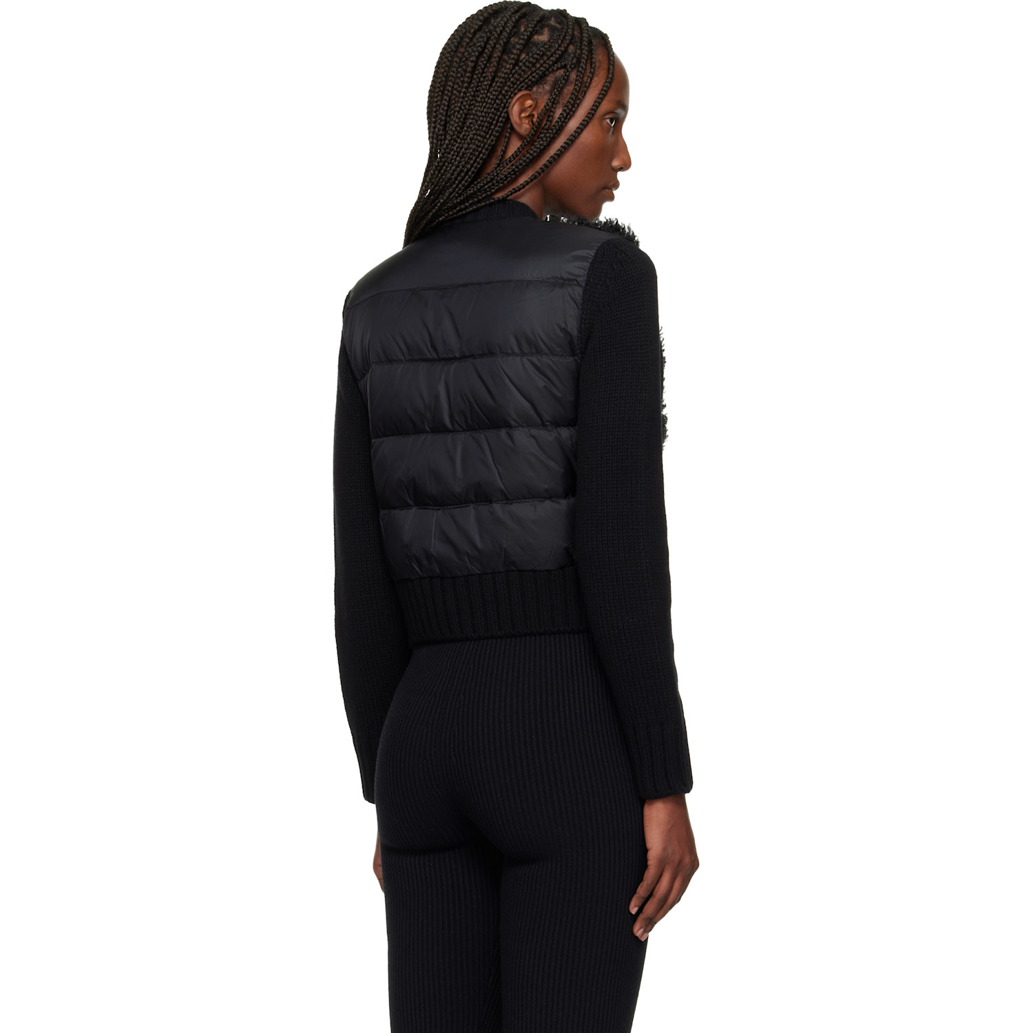  Moncler Black Paneled Down Cardigan 