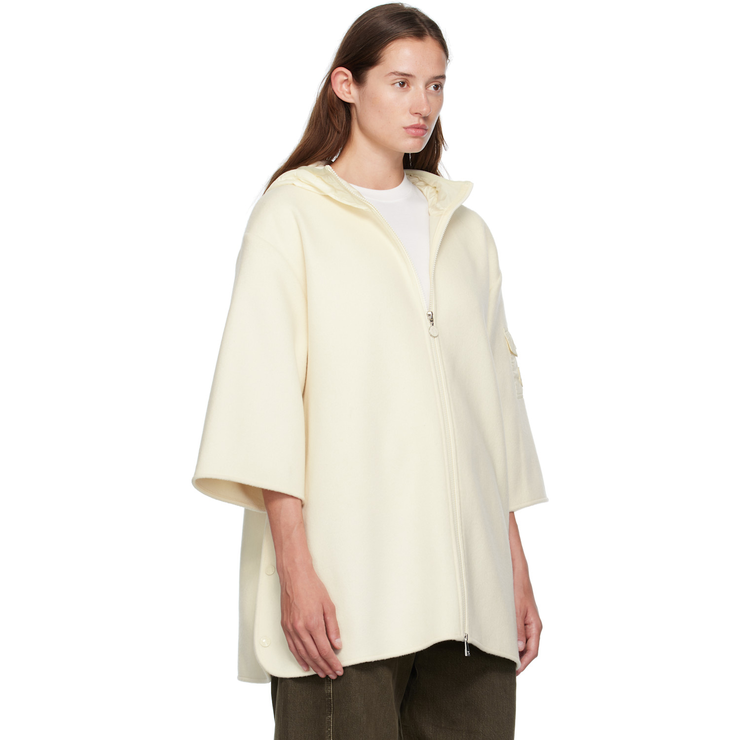  Moncler Beige Wool Cape Jacket 