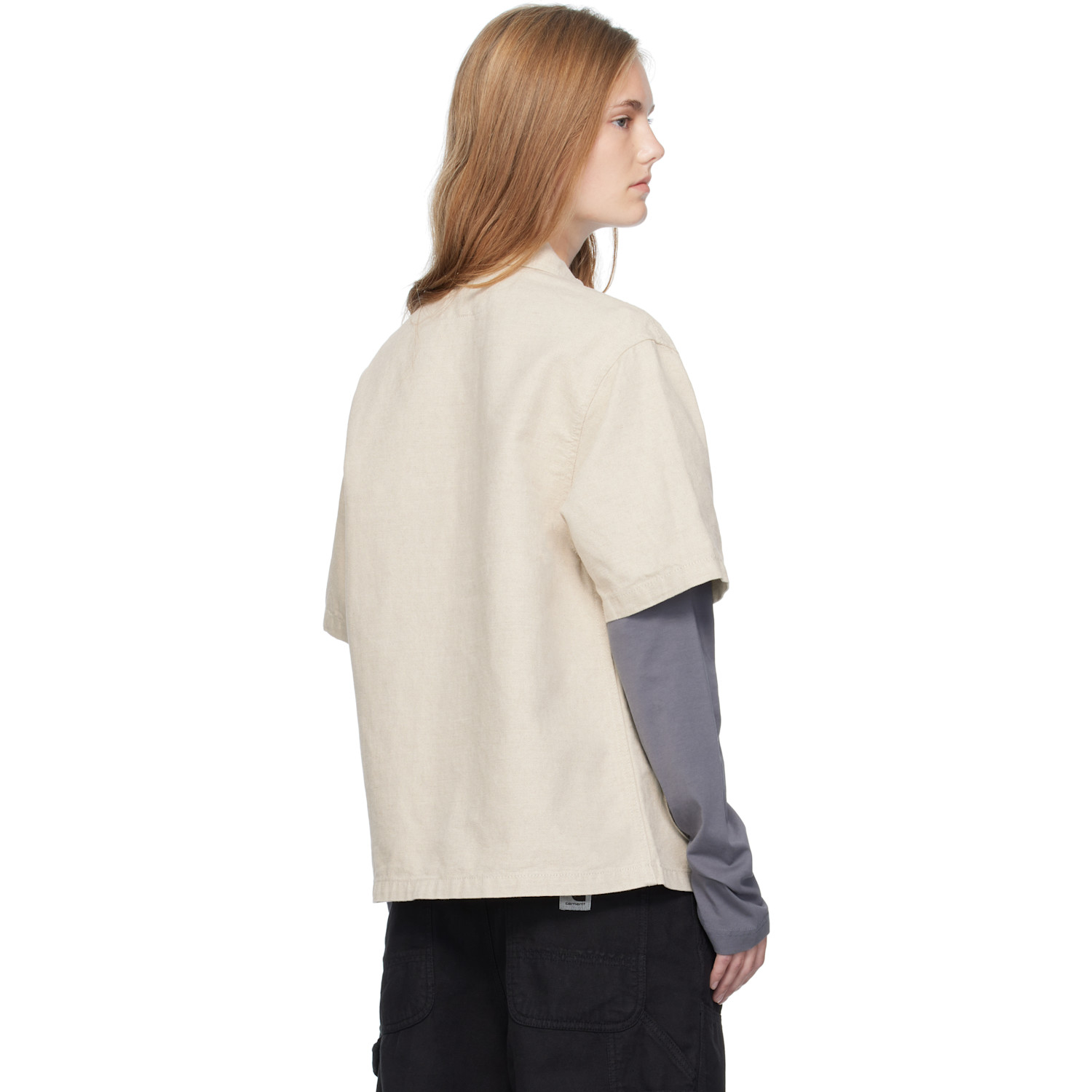  Carhartt Work In Progress Beige Short Sleeve Michigan Shirt 