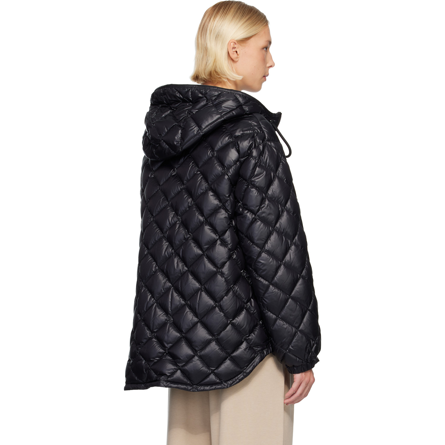  Moncler Black Diamond-quilted Hooded Short Down Jacket 