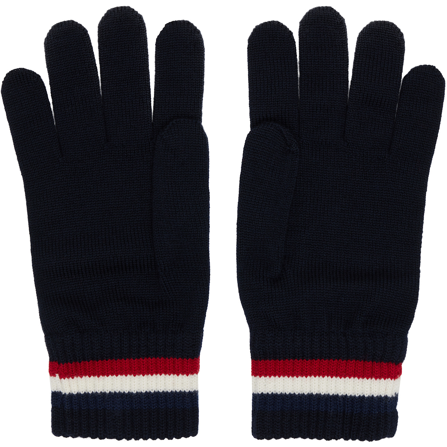  Moncler Navy Tricolor Wool Gloves 