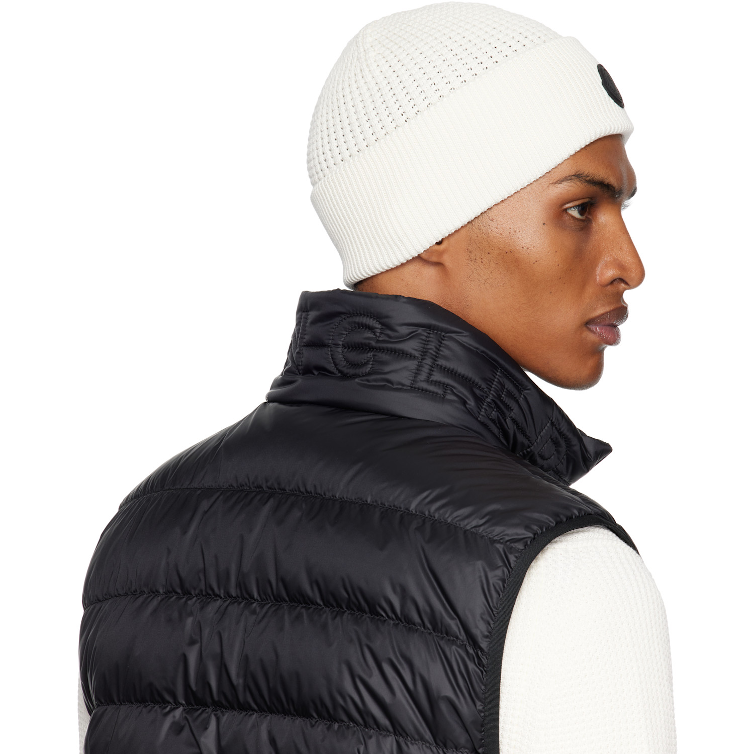  Moncler Off-white Logo Cotton Beanie 