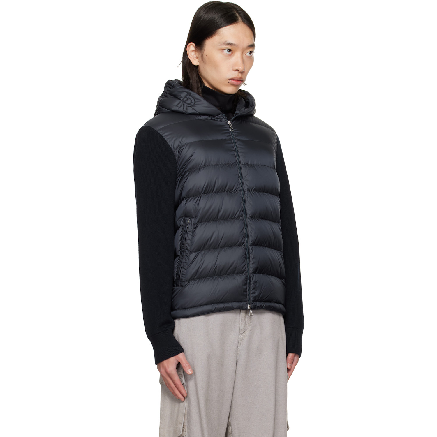  Moncler Navy Padded Wool Zip-up Down Hoodie 
