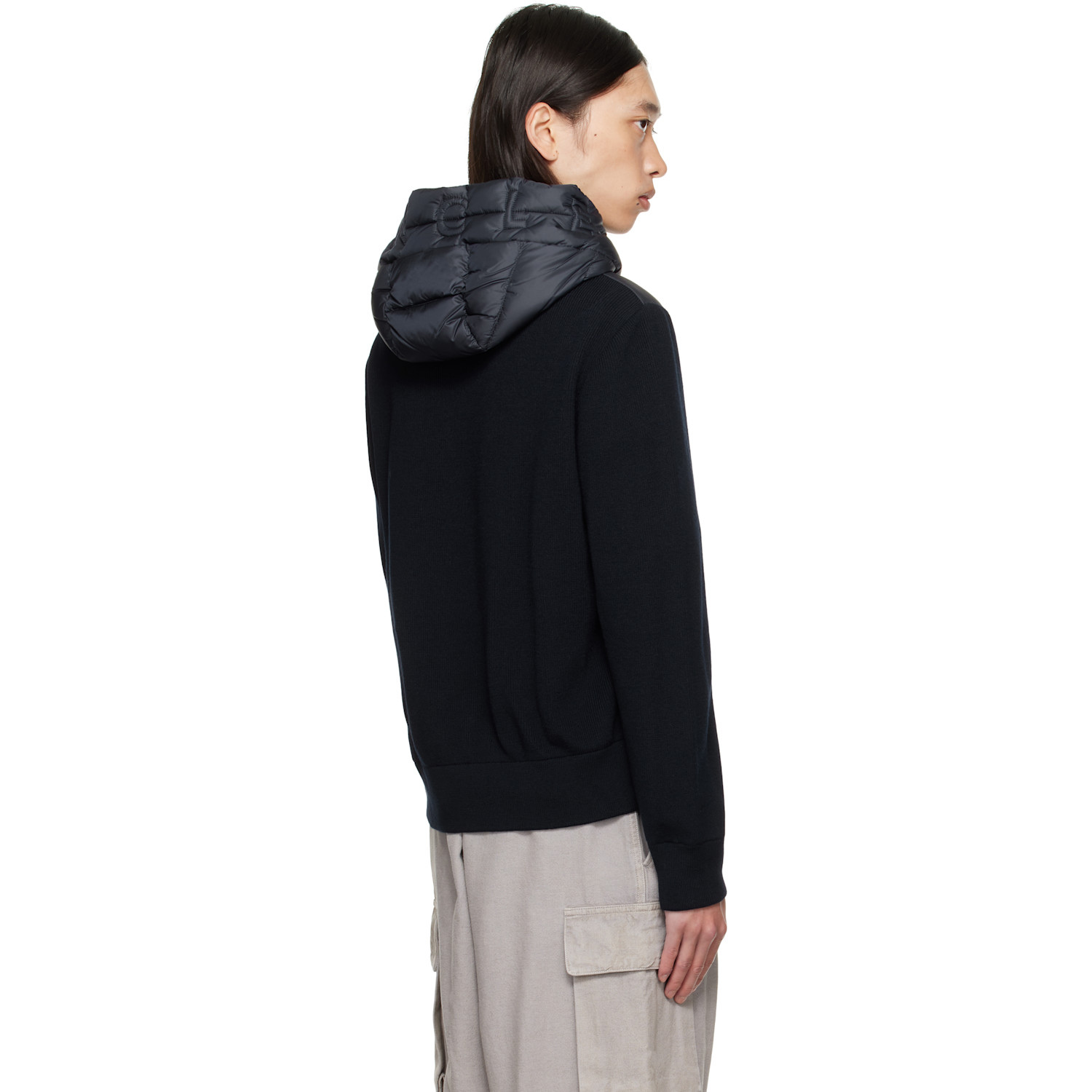  Moncler Navy Padded Wool Zip-up Down Hoodie 