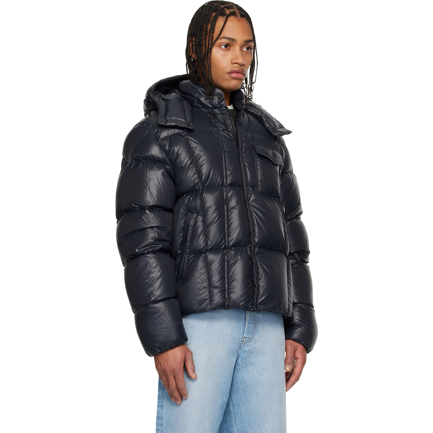 Moncler Black Serfanto Hooded Short Down Jacket 