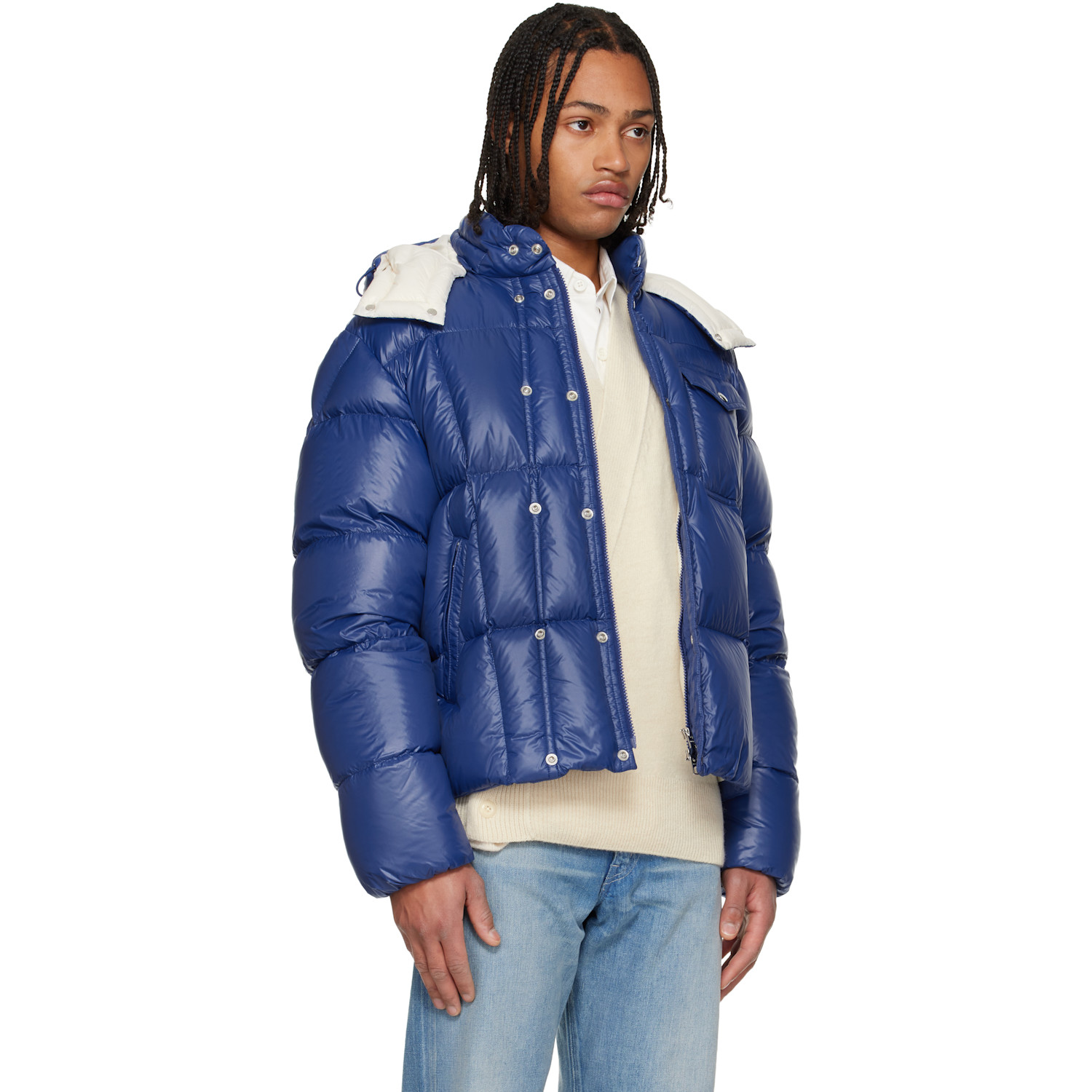  Moncler Blue Serfanto Hooded Short Down Jacket 