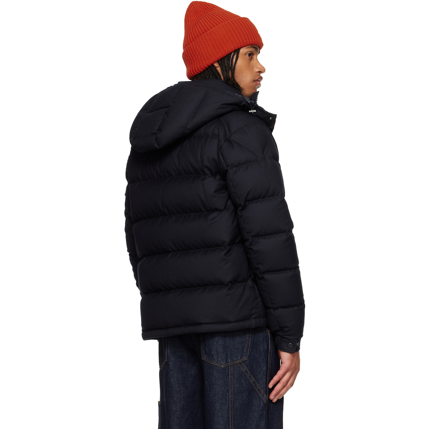  Moncler Navy Montgenevre Hooded Wool Flannel Short Down Jacket 