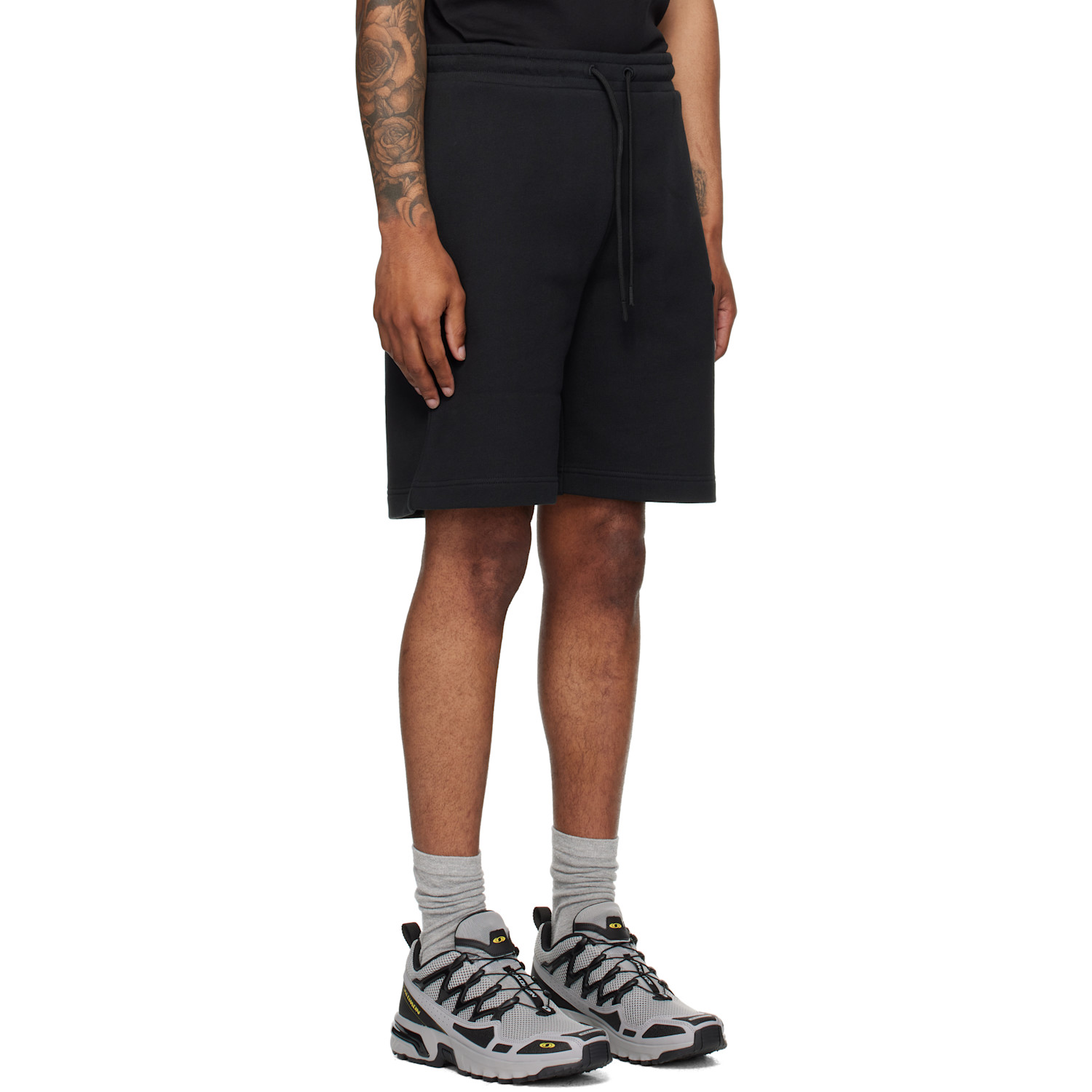  Moncler Black Logo Patch Cotton Shorts 
