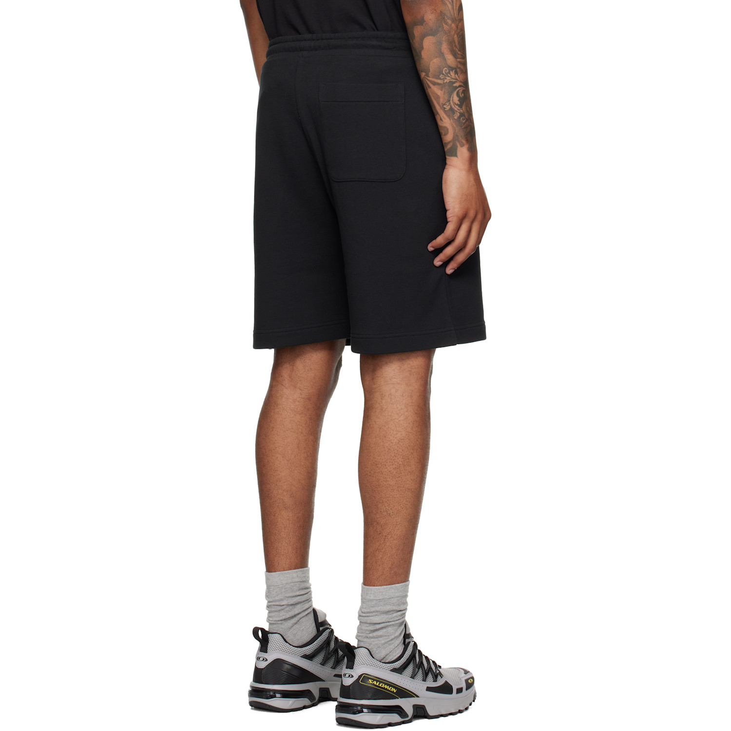  Moncler Black Logo Patch Cotton Shorts 