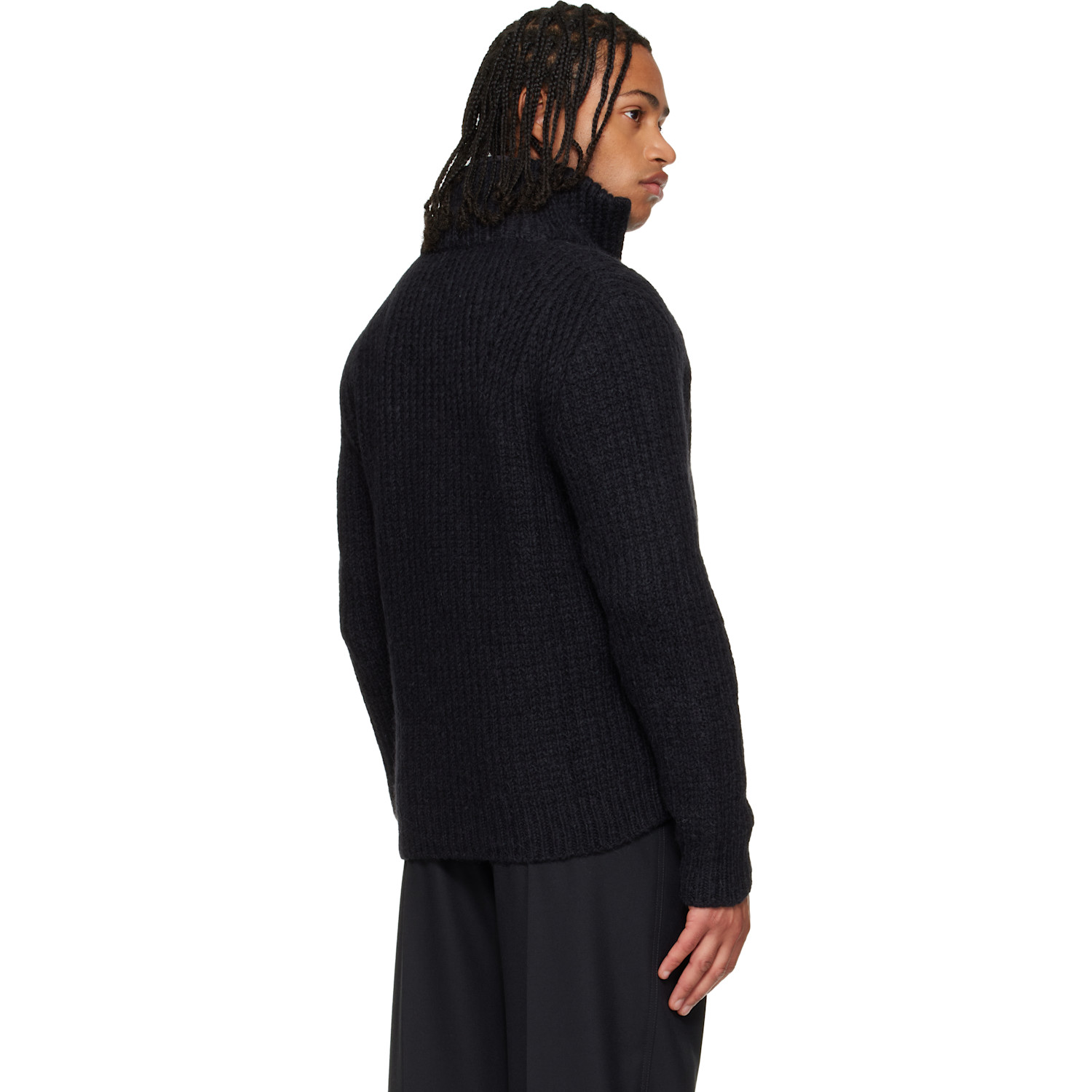  Moncler Black Alpaca & Wool Zip-up Cardigan 