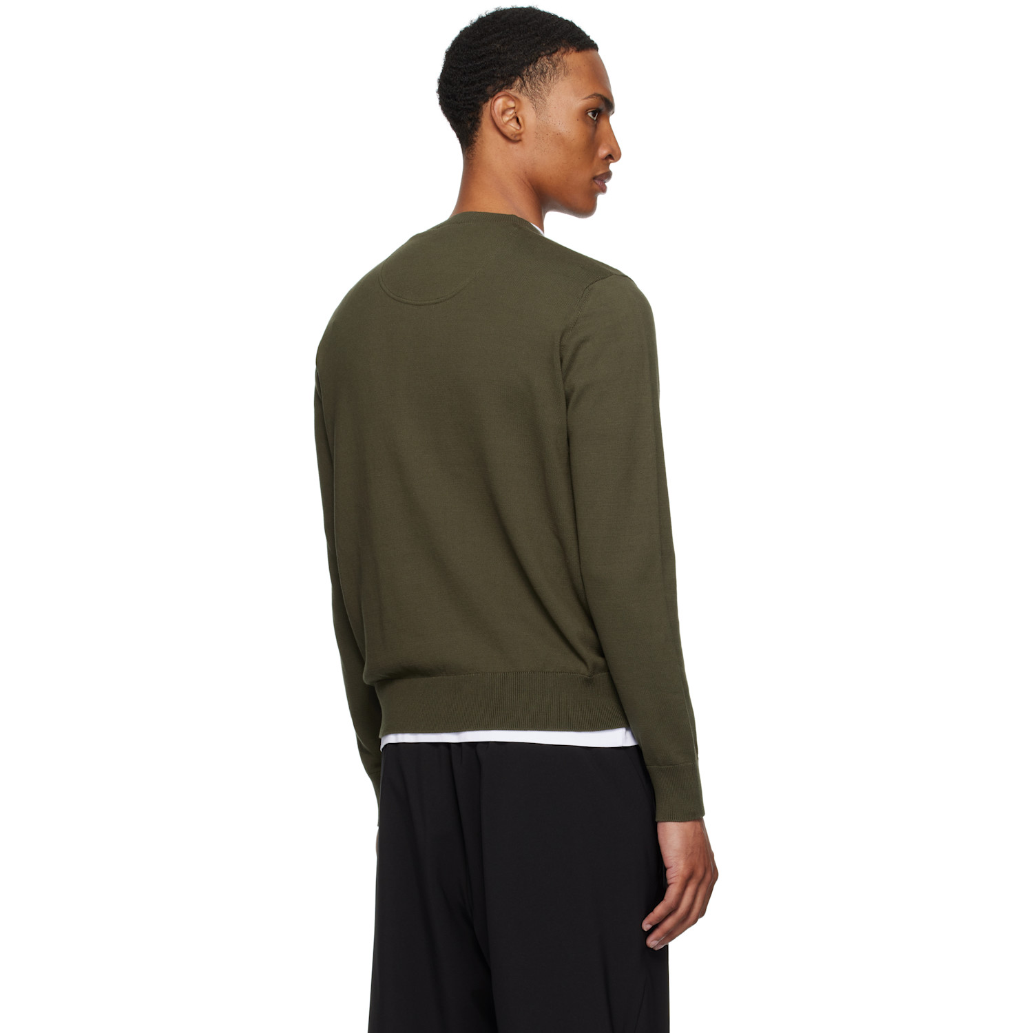  Moncler Khaki Embroidered Monogram Cotton Sweater 