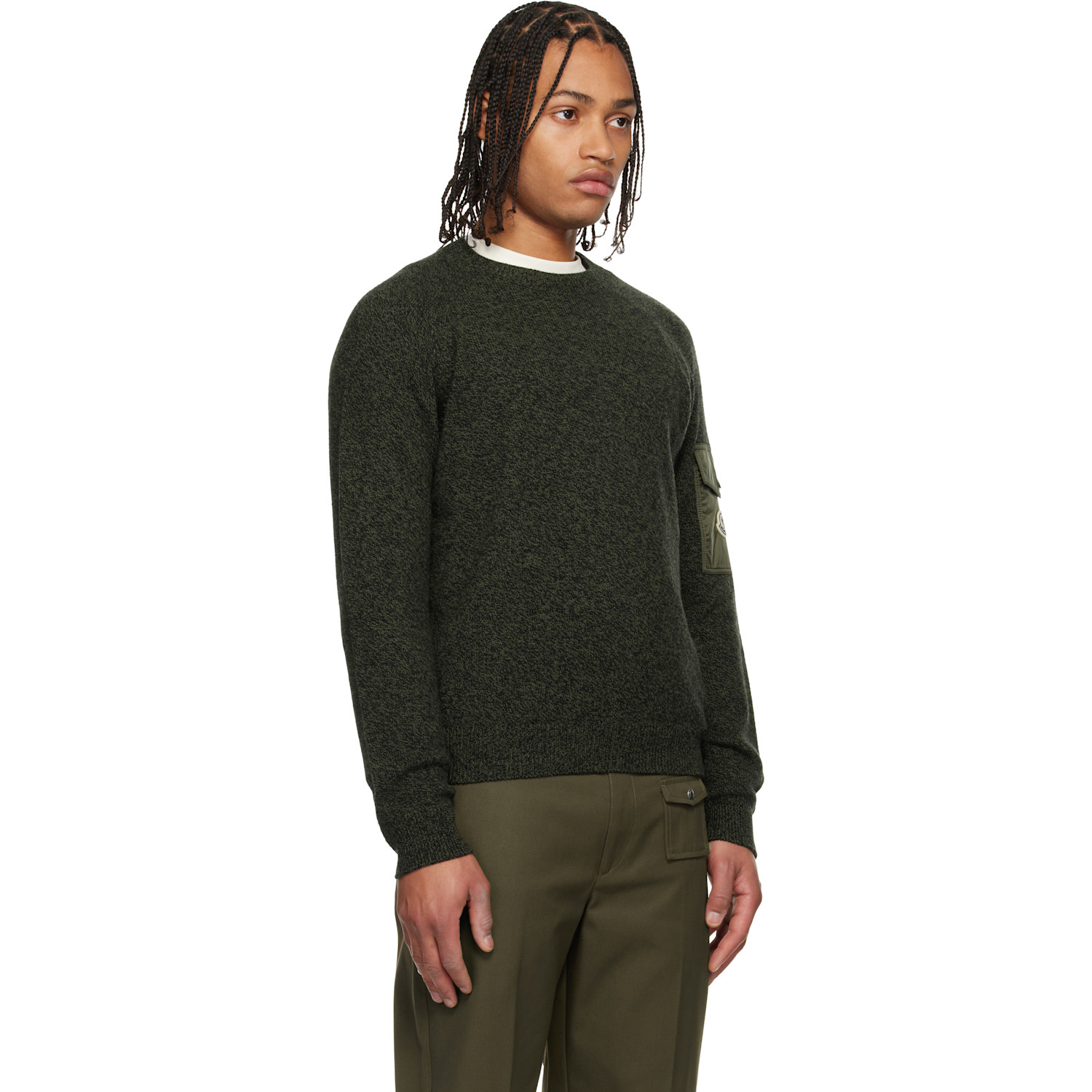  Moncler Khaki Mouliné Wool & Cashmere Sweater 
