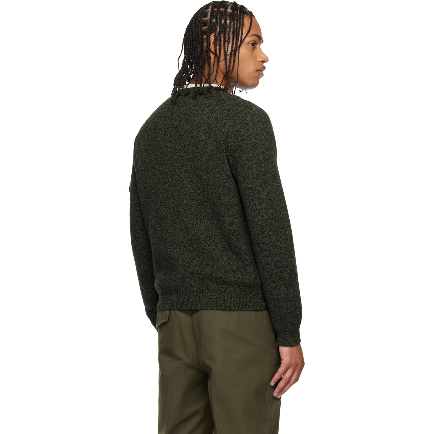  Moncler Khaki Mouliné Wool & Cashmere Sweater 