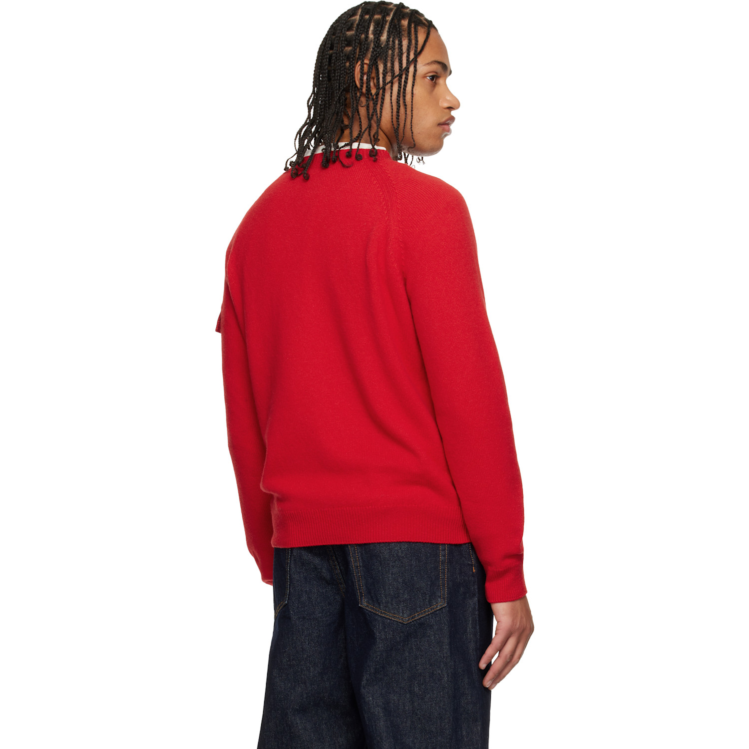  Moncler Red Mouliné Wool & Cashmere Sweater 