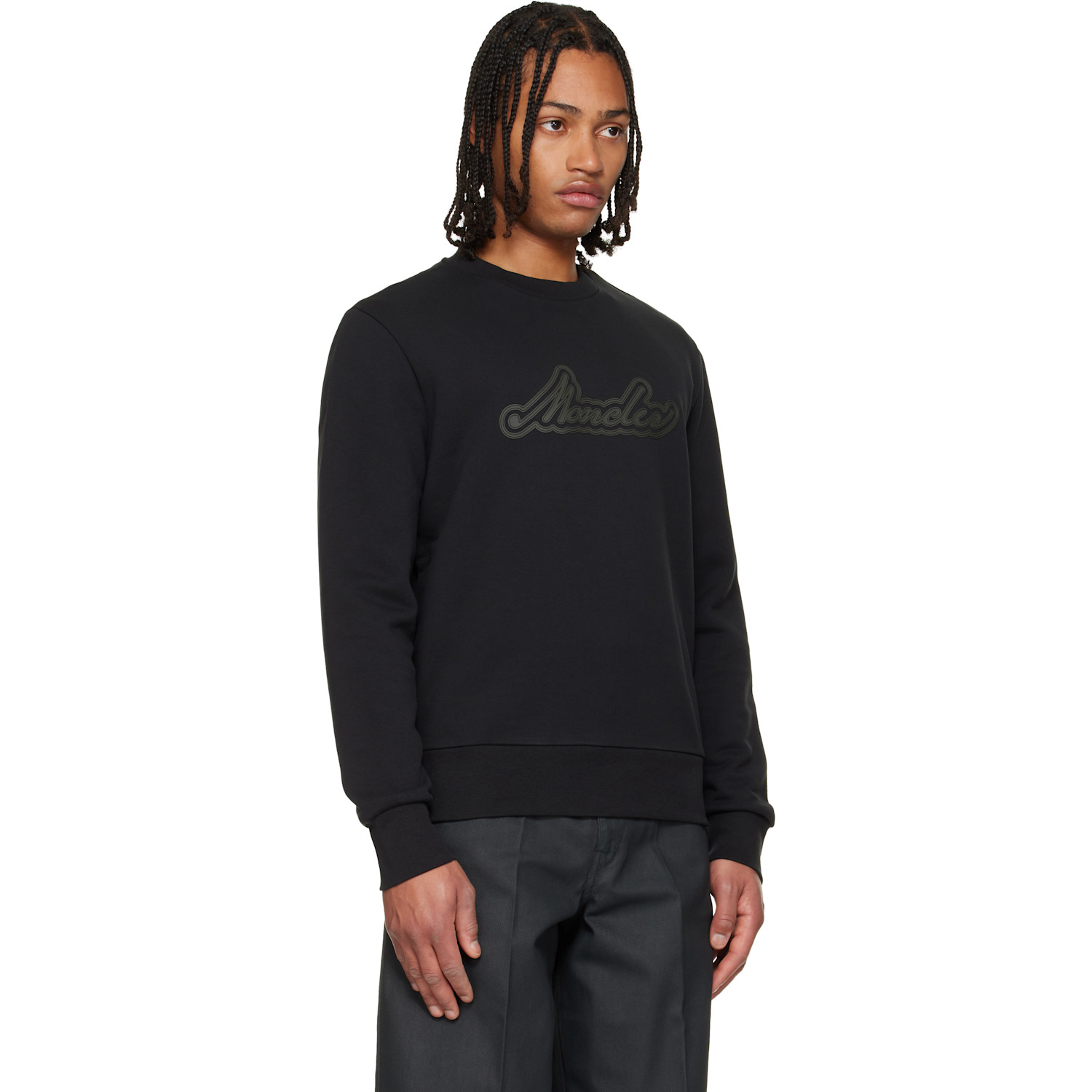  Moncler Black Cursive Logo Cotton Sweatshirt 
