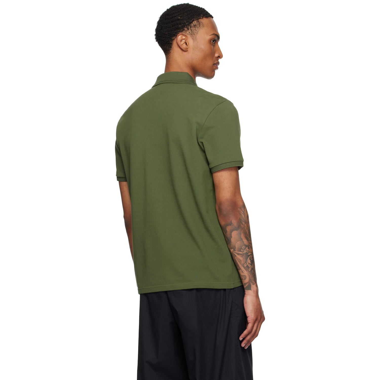  Moncler Green Logo Patch Cotton Piquet Polo 
