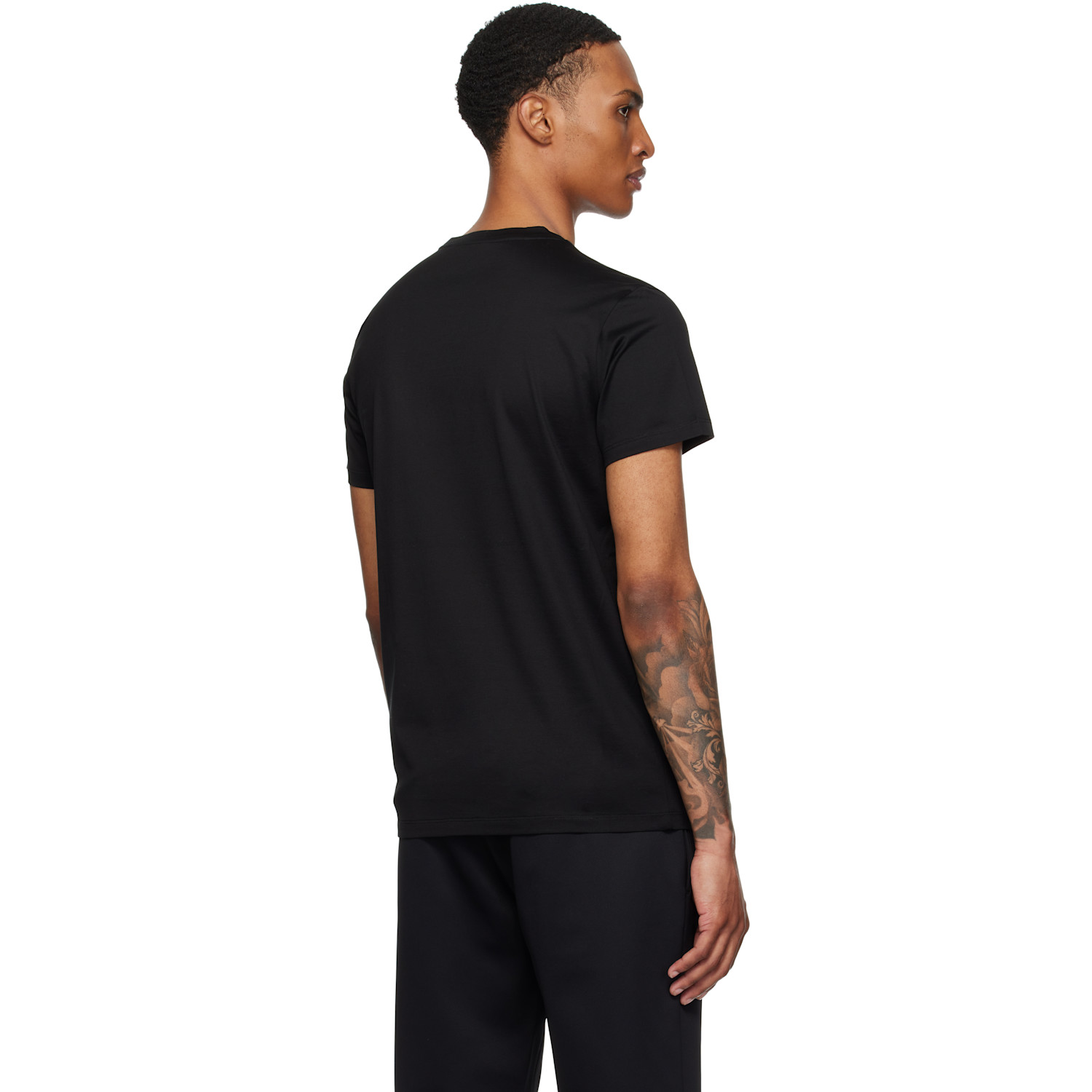  Moncler Black Double Logo Patch Cotton T-shirt 