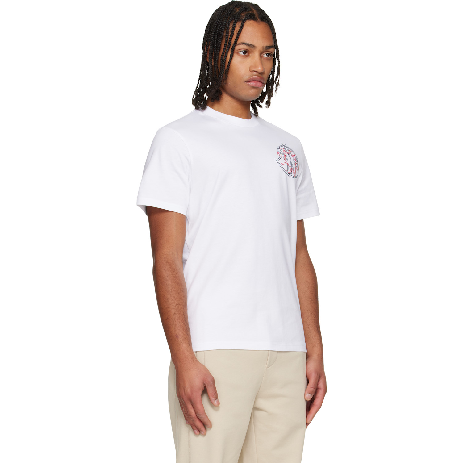  Moncler White Overlapped Logo Cotton T-shirt 