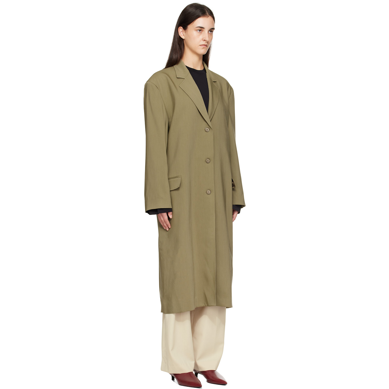  The Frankie Shop Manteau Long Tribeca Kaki 