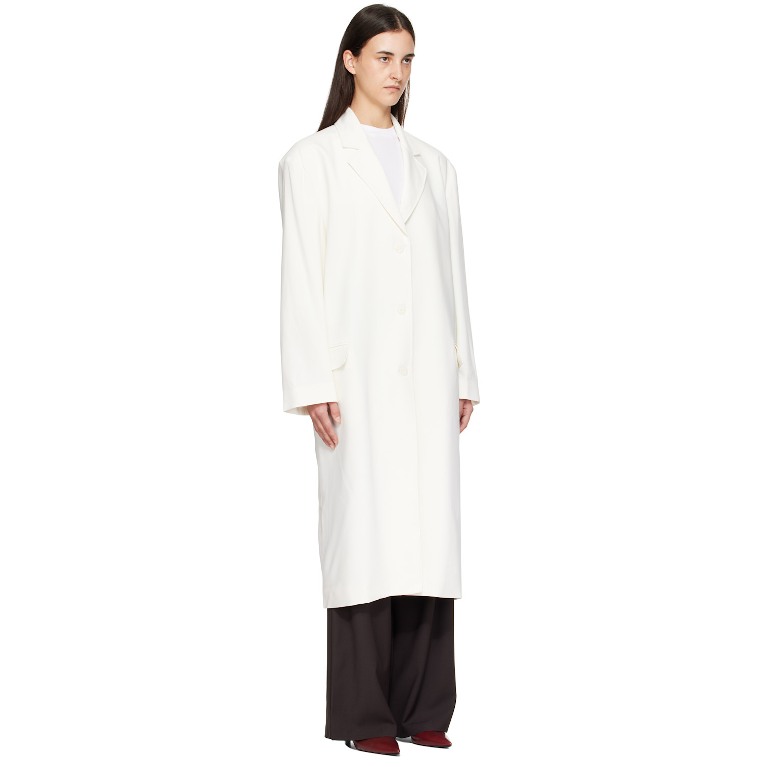  The Frankie Shop Manteau Long Tribeca Blanc Cassé 