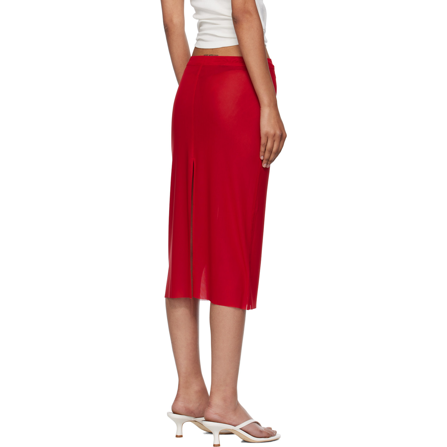  The Frankie Shop Red Suva Sheer Midi Skirt 