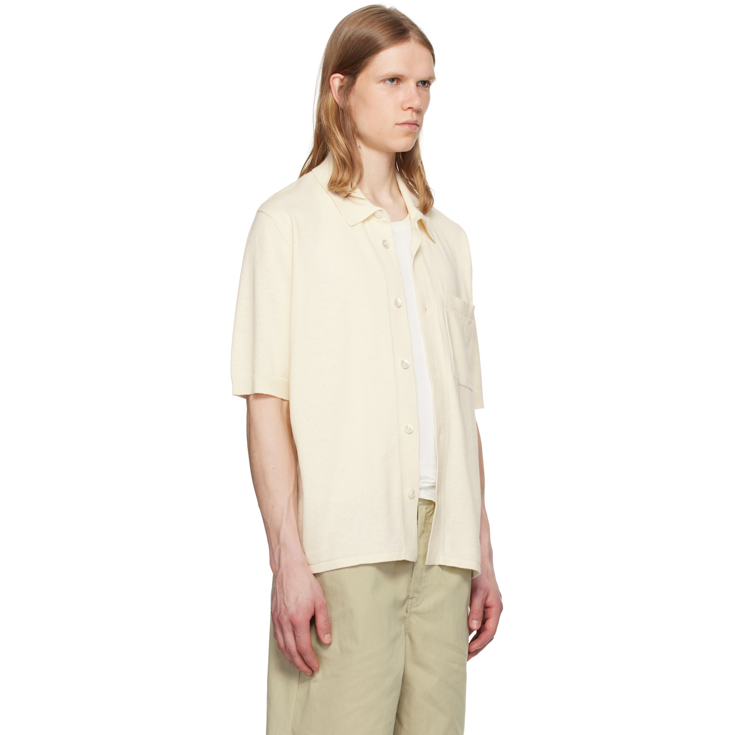  Norse Projects Off-white Rollo Cotton Linen S/s Shirt 
