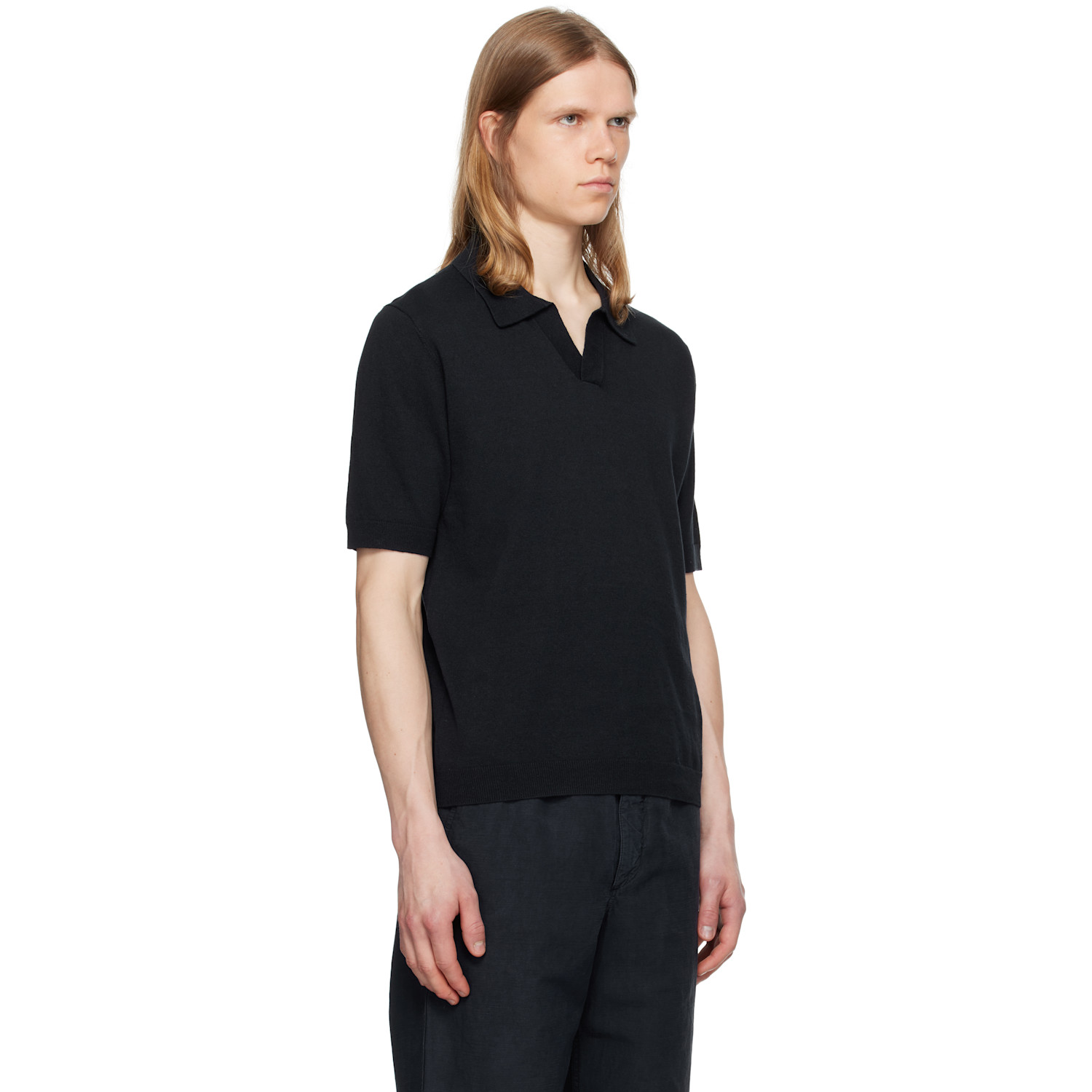  Norse Projects Navy Leif Cotton Linen Polo 