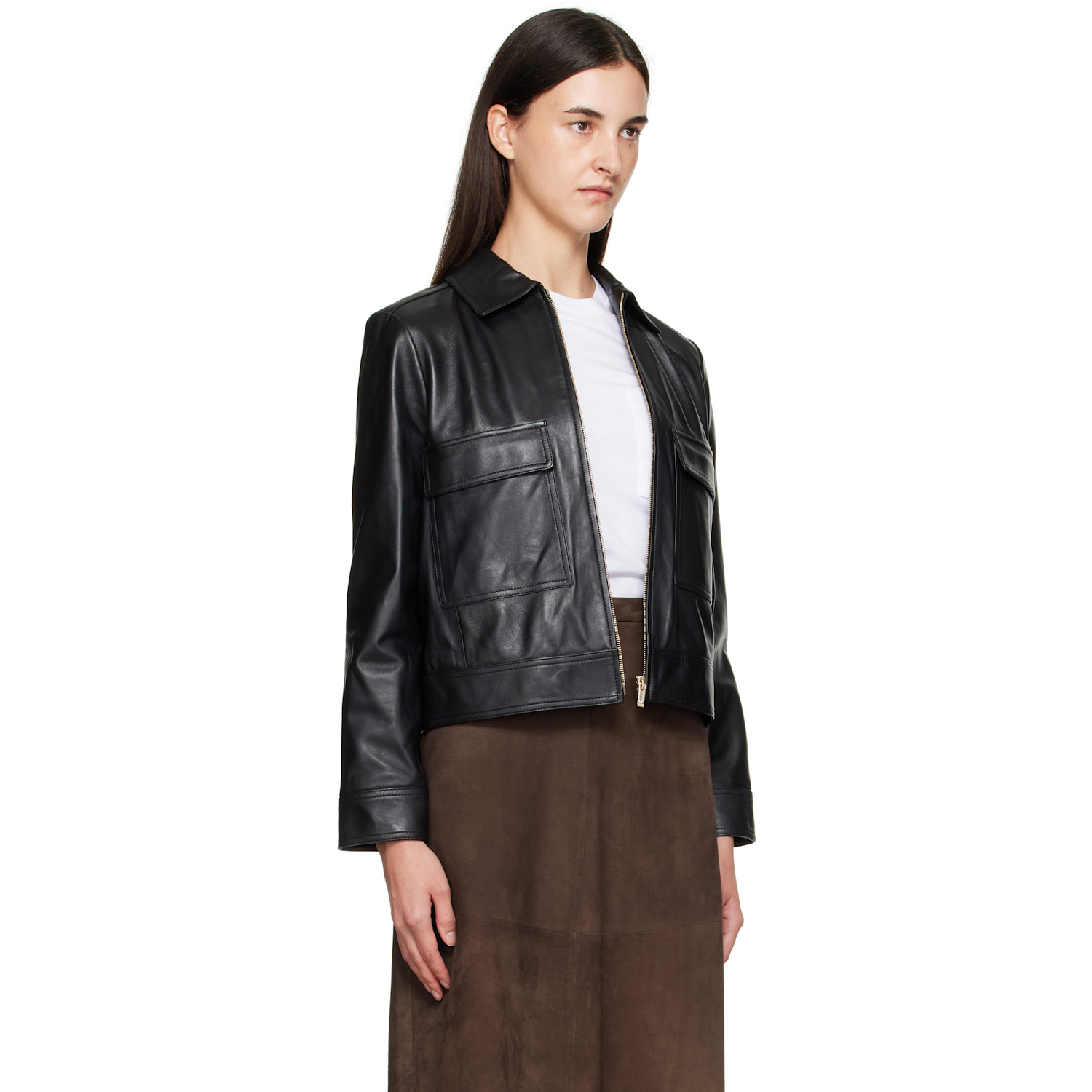  Max Mara Black Nepet Leather Jacket 
