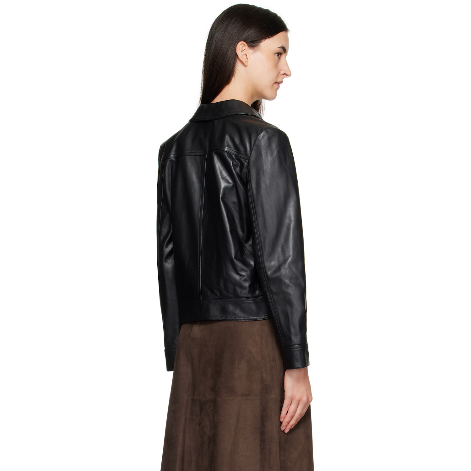  Max Mara Black Nepet Leather Jacket 