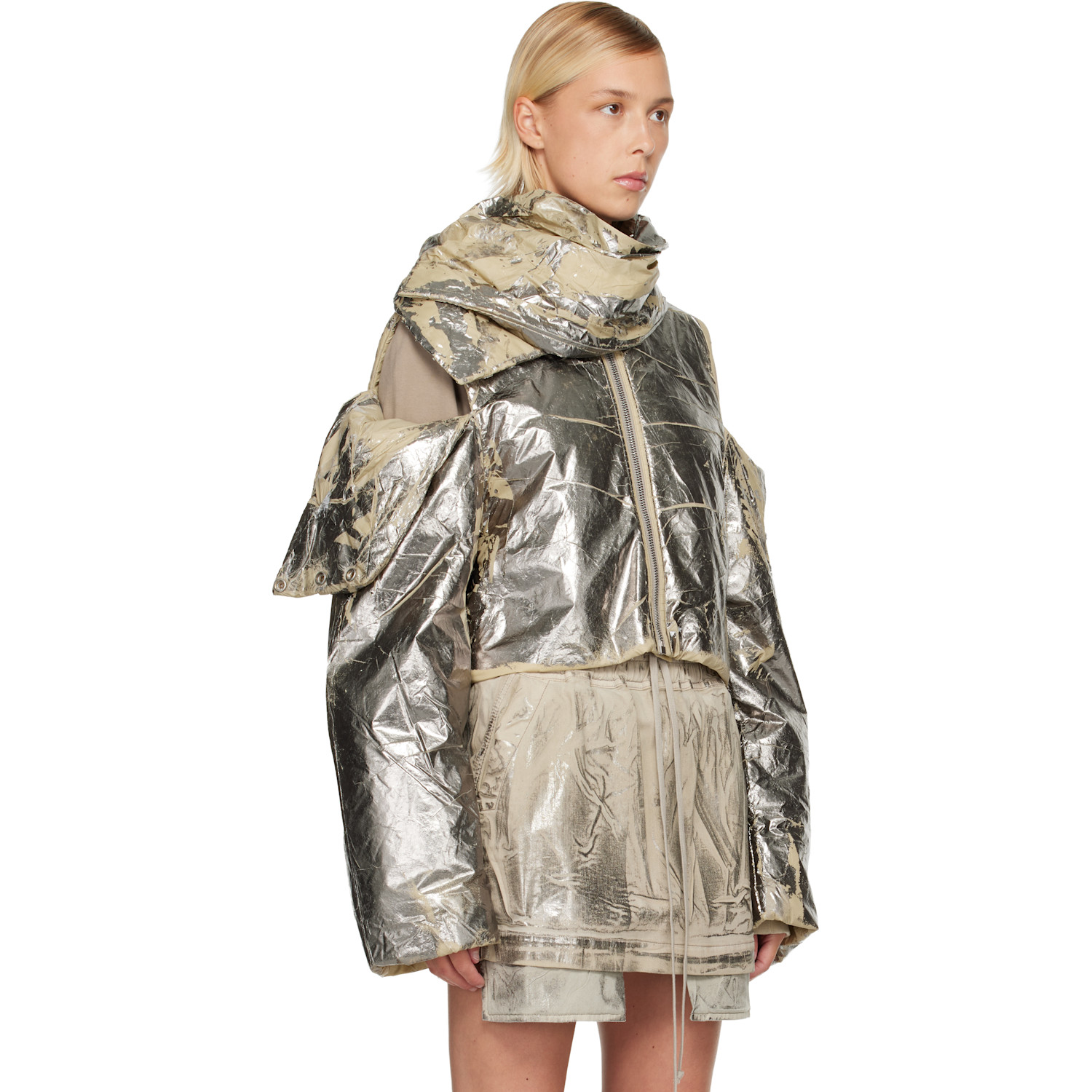  Rick Owens Drkshdw Silver Concordians Convertible Jacket 