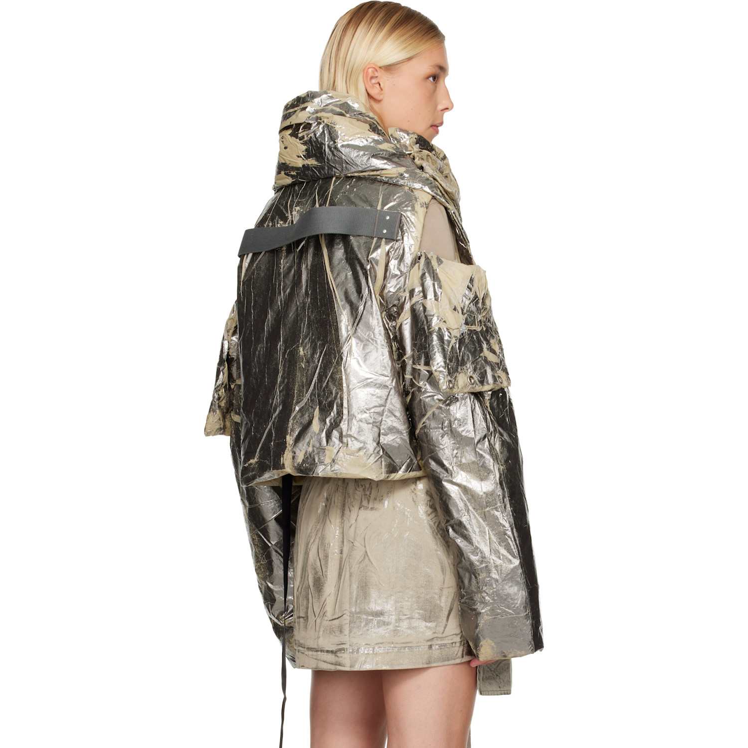  Rick Owens Drkshdw Silver Concordians Convertible Jacket 