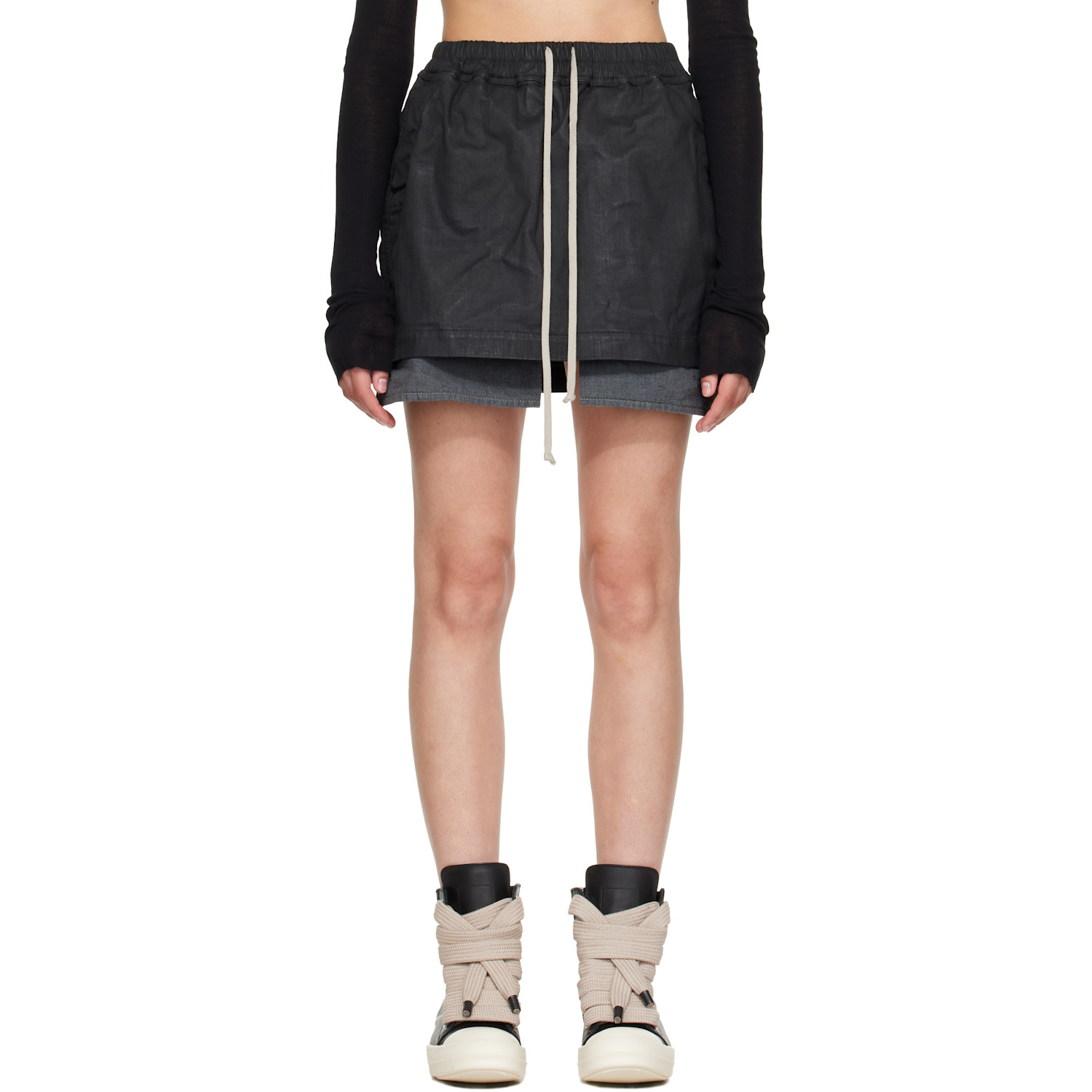 Rick Owens DRKSHDW Black Tower Fog Denim Miniskirt
