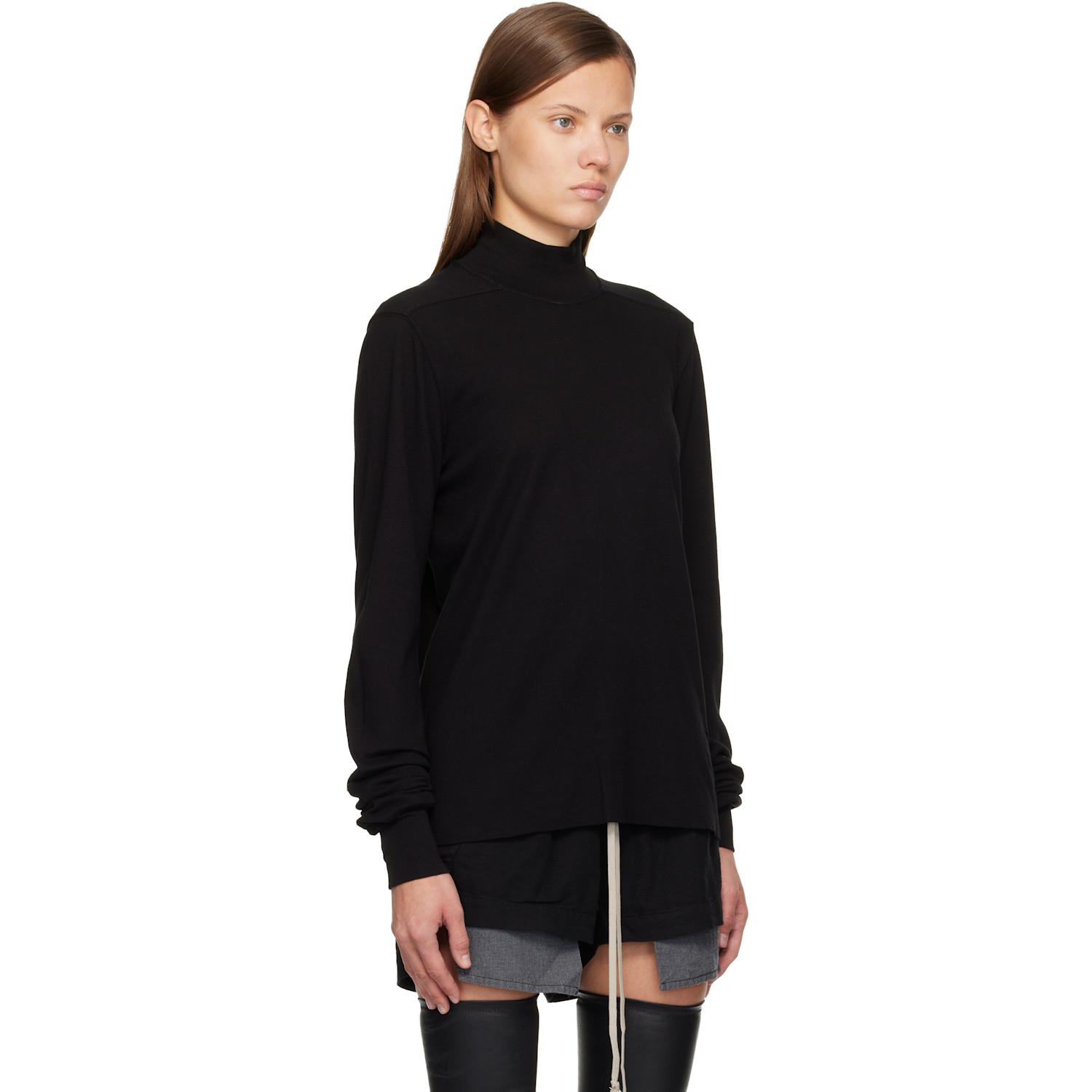  Rick Owens Drkshdw Black Concordians Headon Dbl Turtleneck 