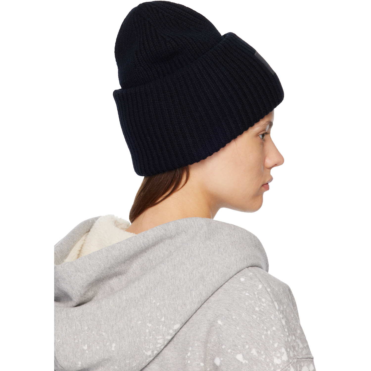  Acne Studios Black Large Face Logo Beanie 