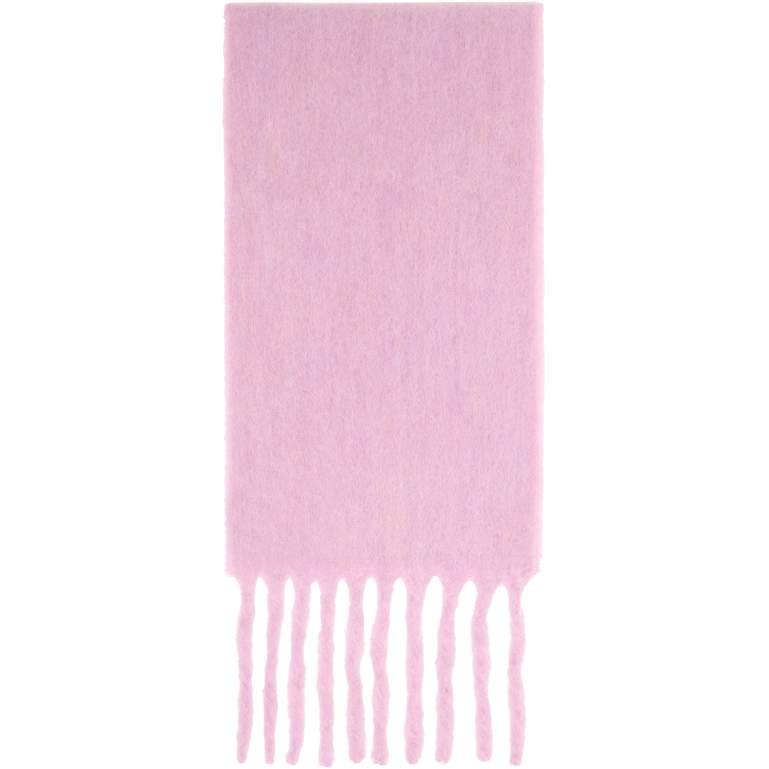  Acne Studios Pink Fringed Logo Label Scarf 