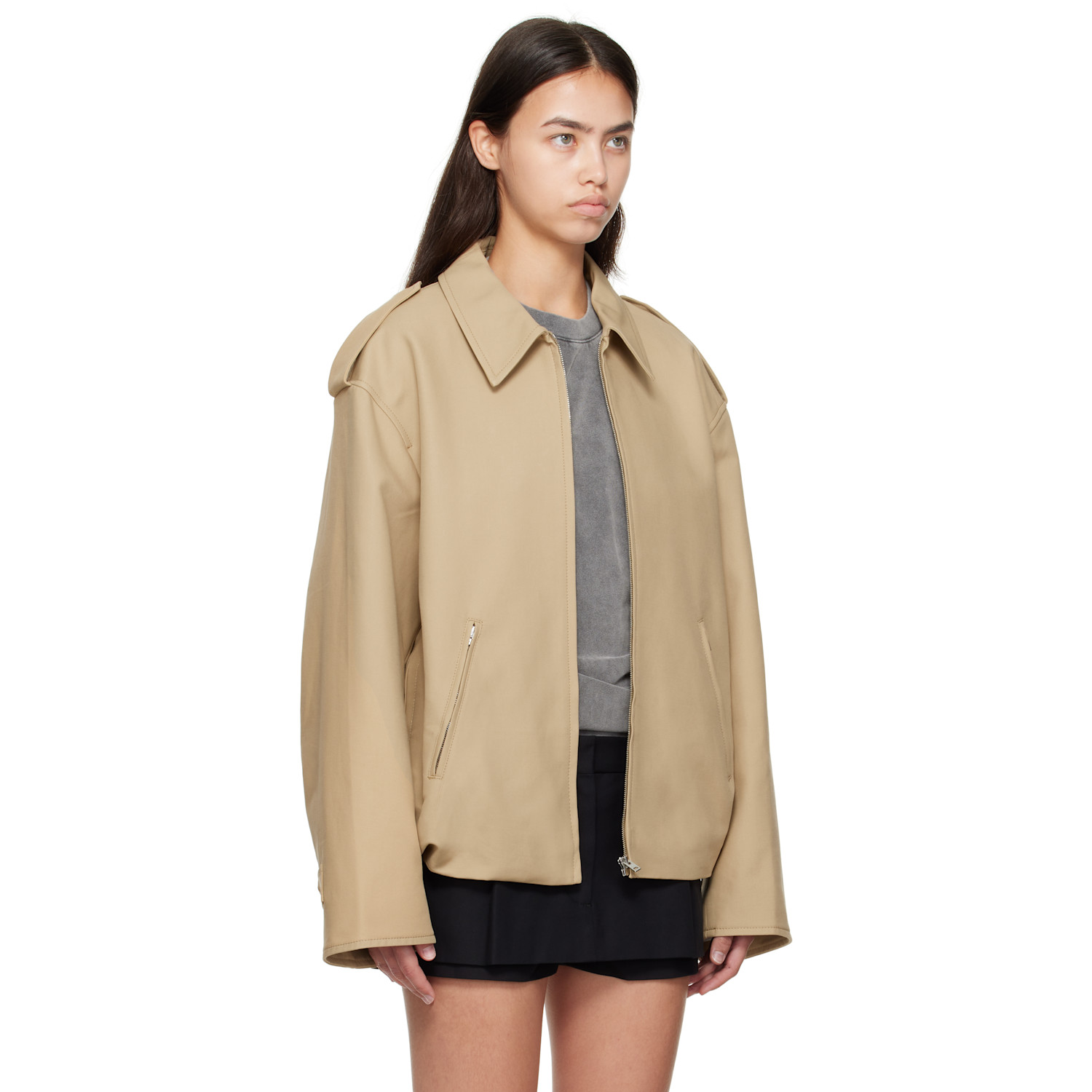  Acne Studios Beige Cotton Satin Jacket 