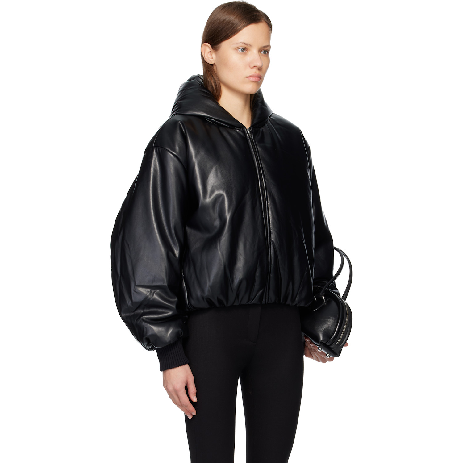 Acne Studios Black Hooded Faux-leather Jacket 