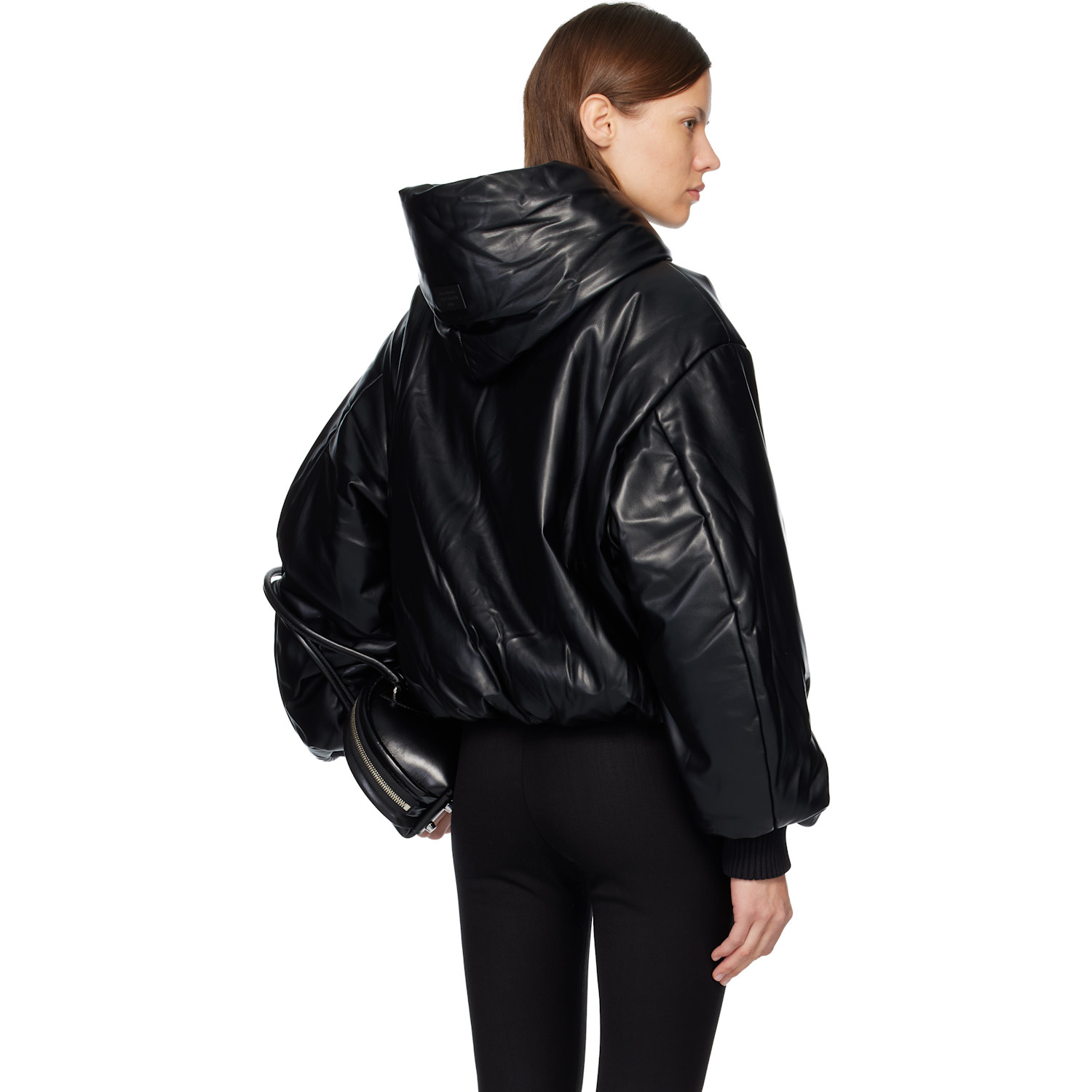  Acne Studios Black Hooded Faux-leather Jacket 