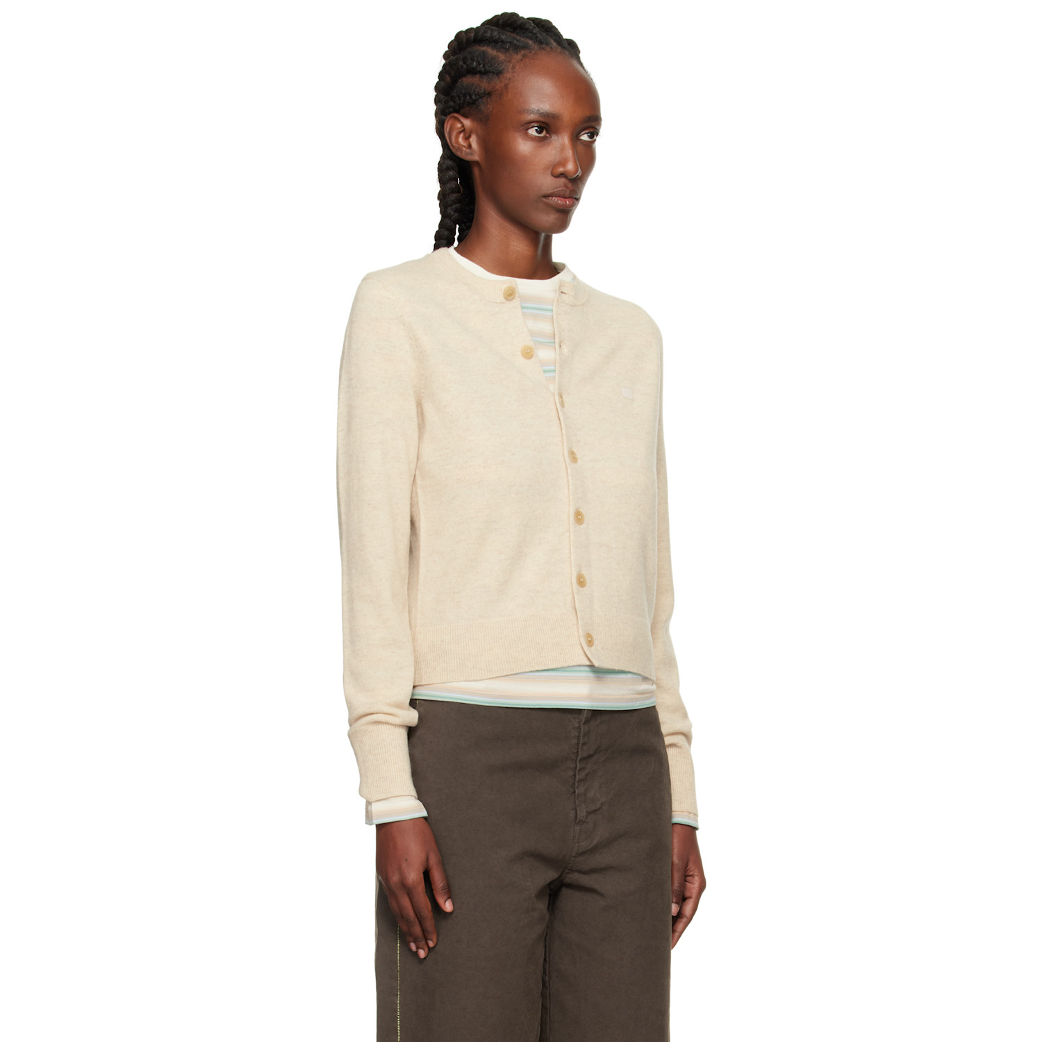  Acne Studios Beige Yak Wool Fitted Cardigan 