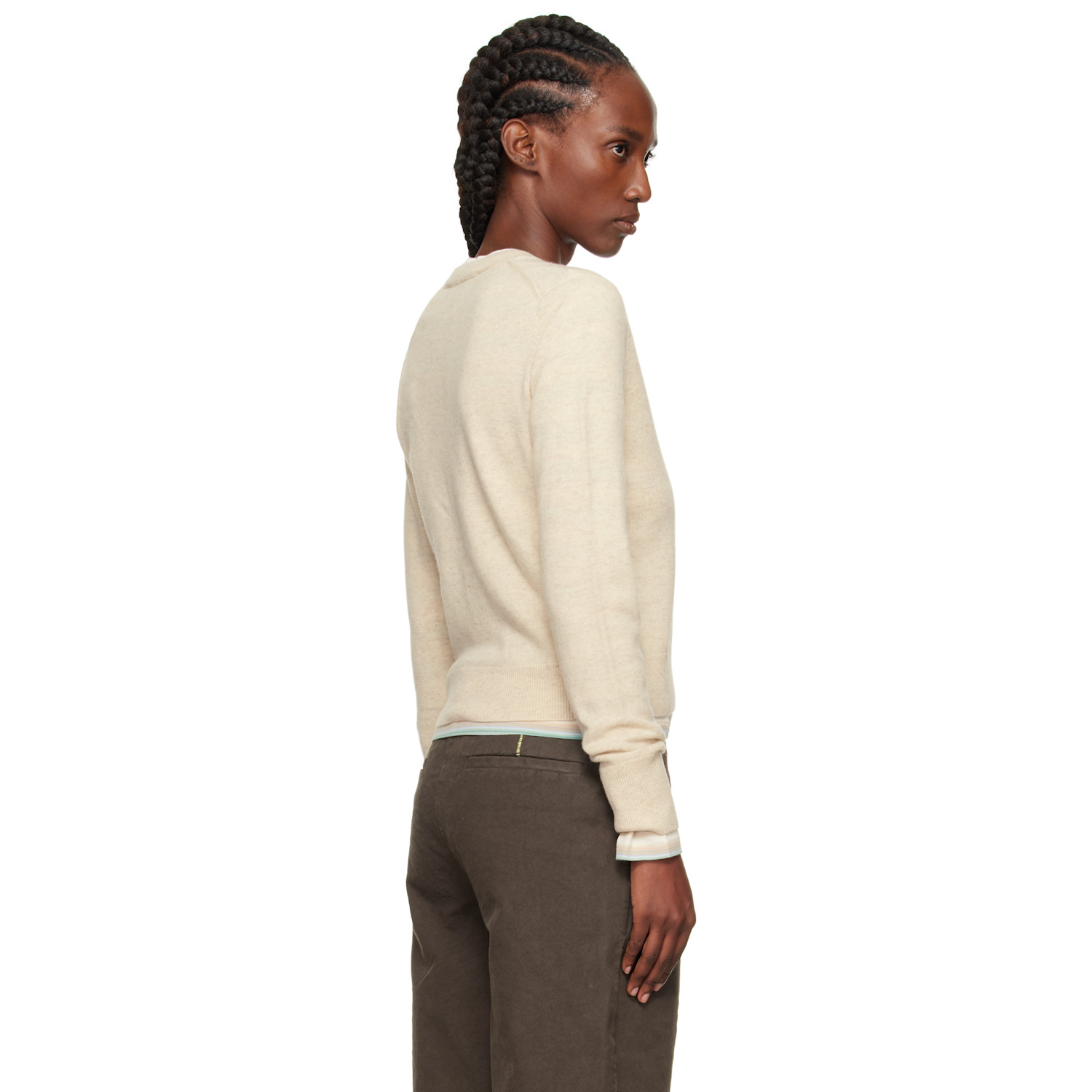  Acne Studios Beige Yak Wool Fitted Cardigan 