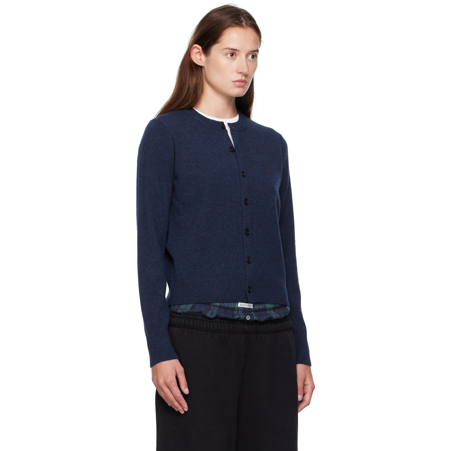  Acne Studios Navy Fitted Yak Wool Cardigan 